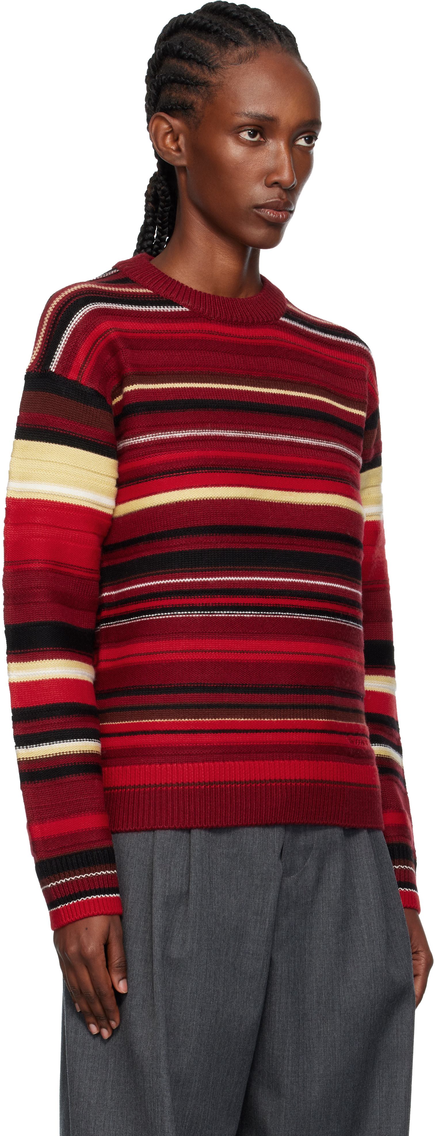JW Anderson - Pull rouge à rayures