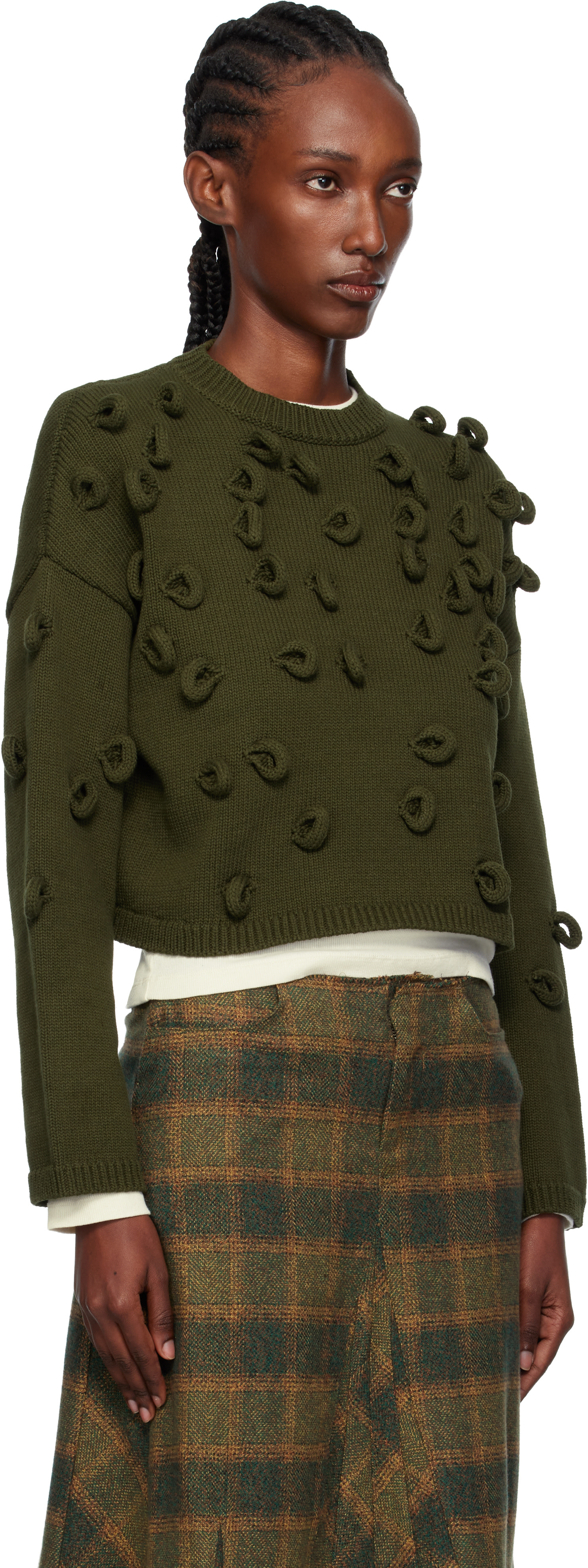 JW Anderson - Pull écourté kaki à passants