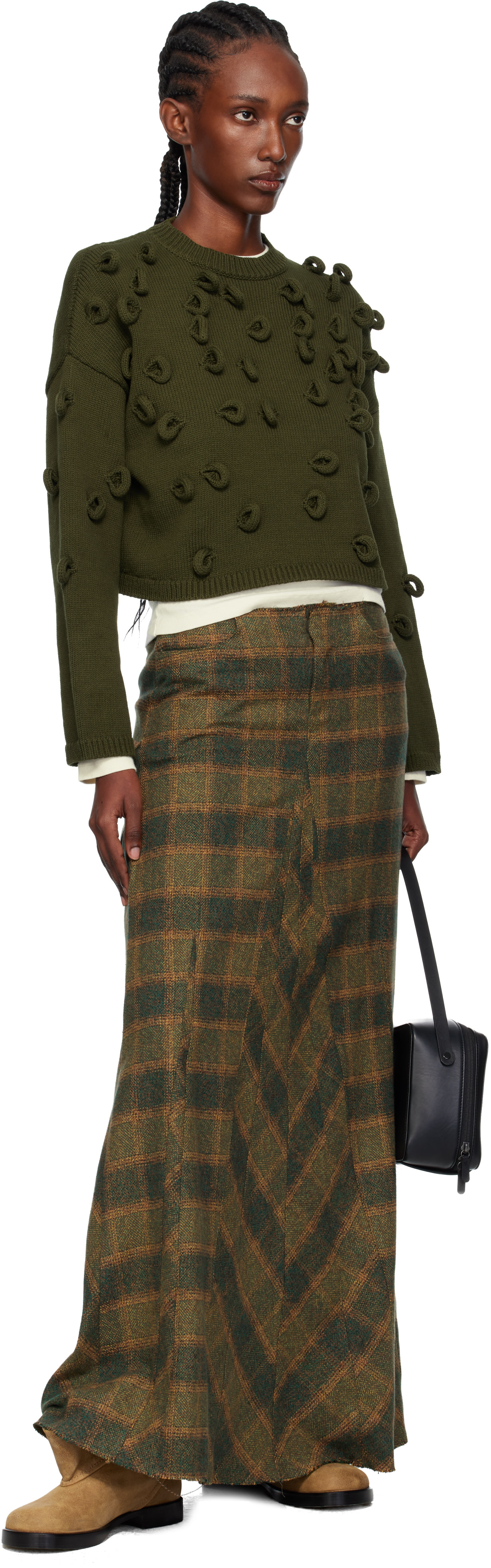 JW Anderson - Pull écourté kaki à passants