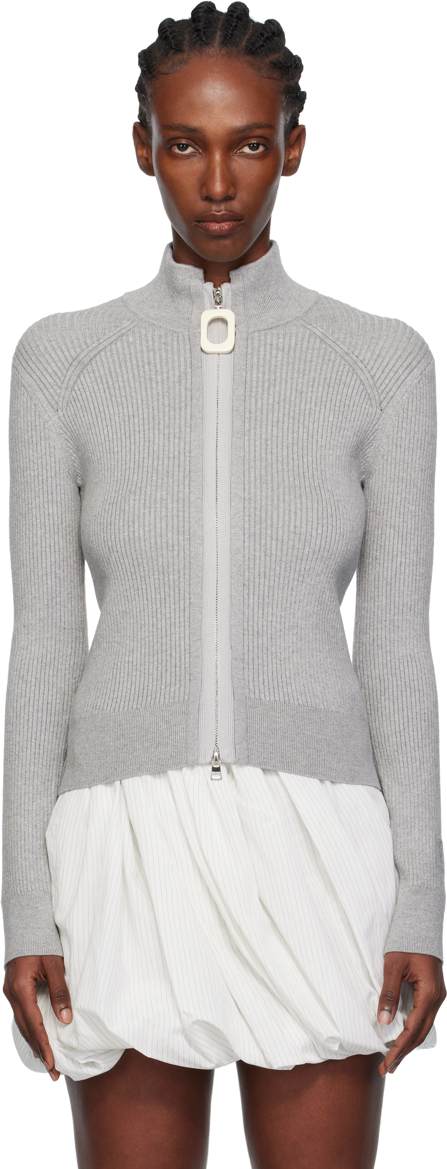 JW Anderson - Pull ajusté gris à glissière