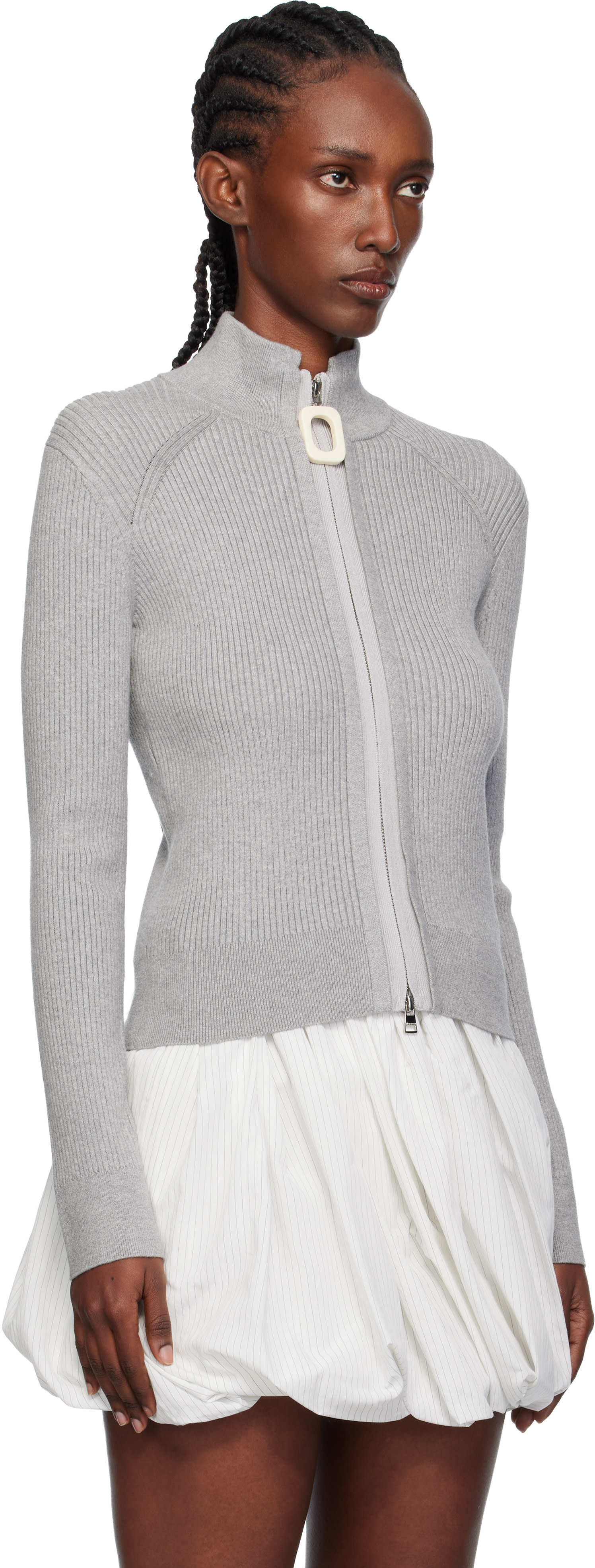JW Anderson - Pull ajusté gris à glissière