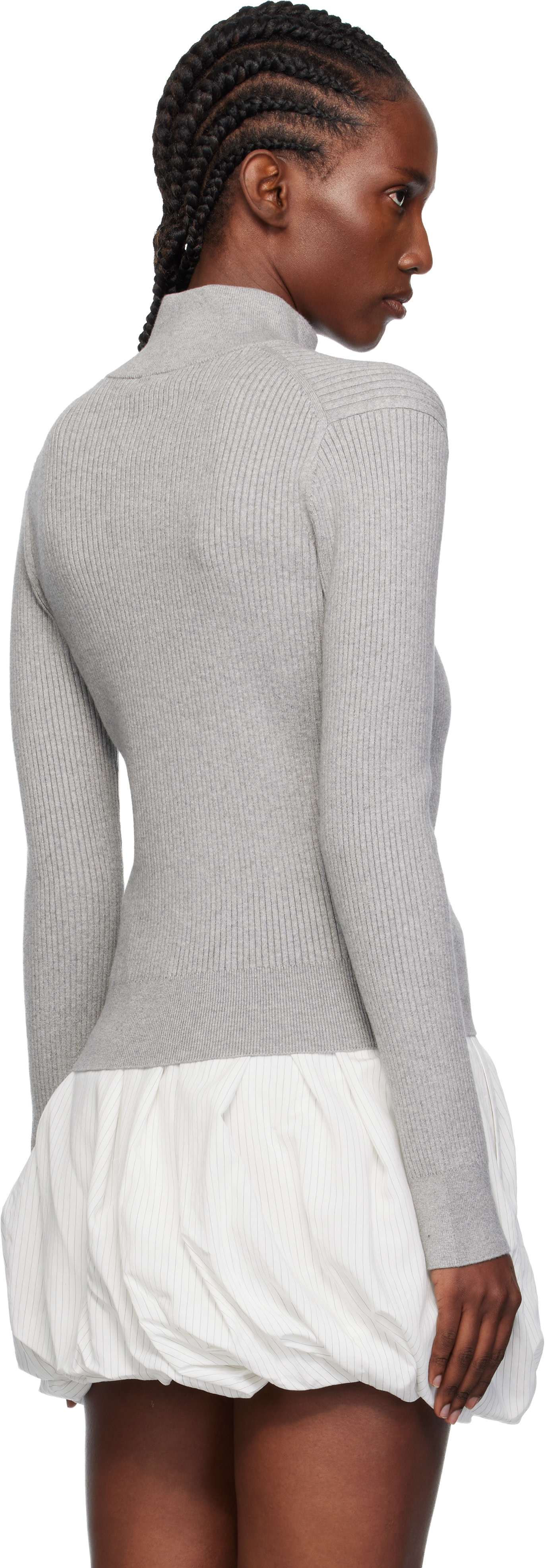 JW Anderson - Pull ajusté gris à glissière