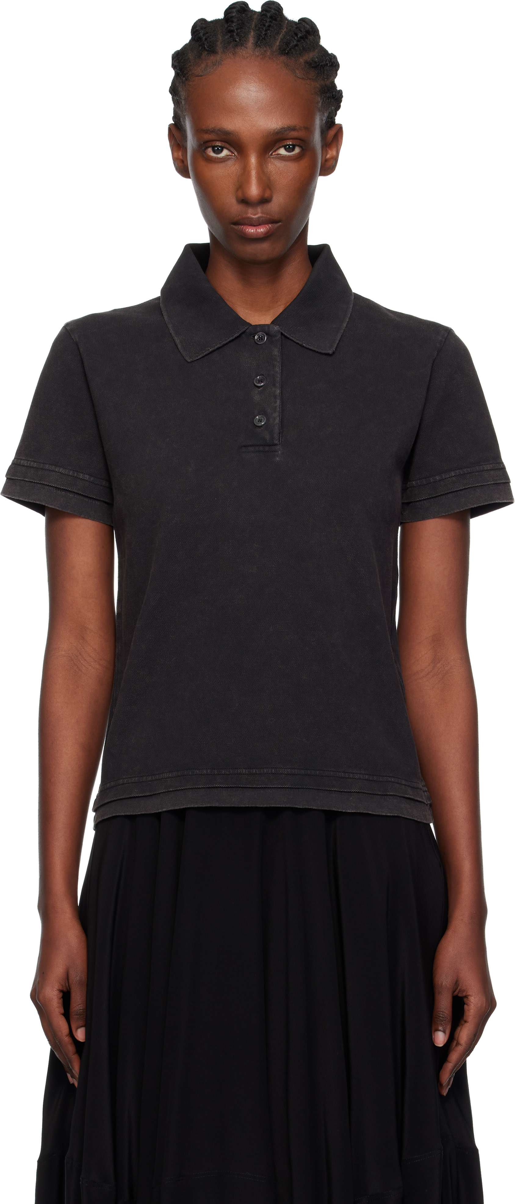 JW Anderson: Black Layered Short Sleeve Polo | SSENSE