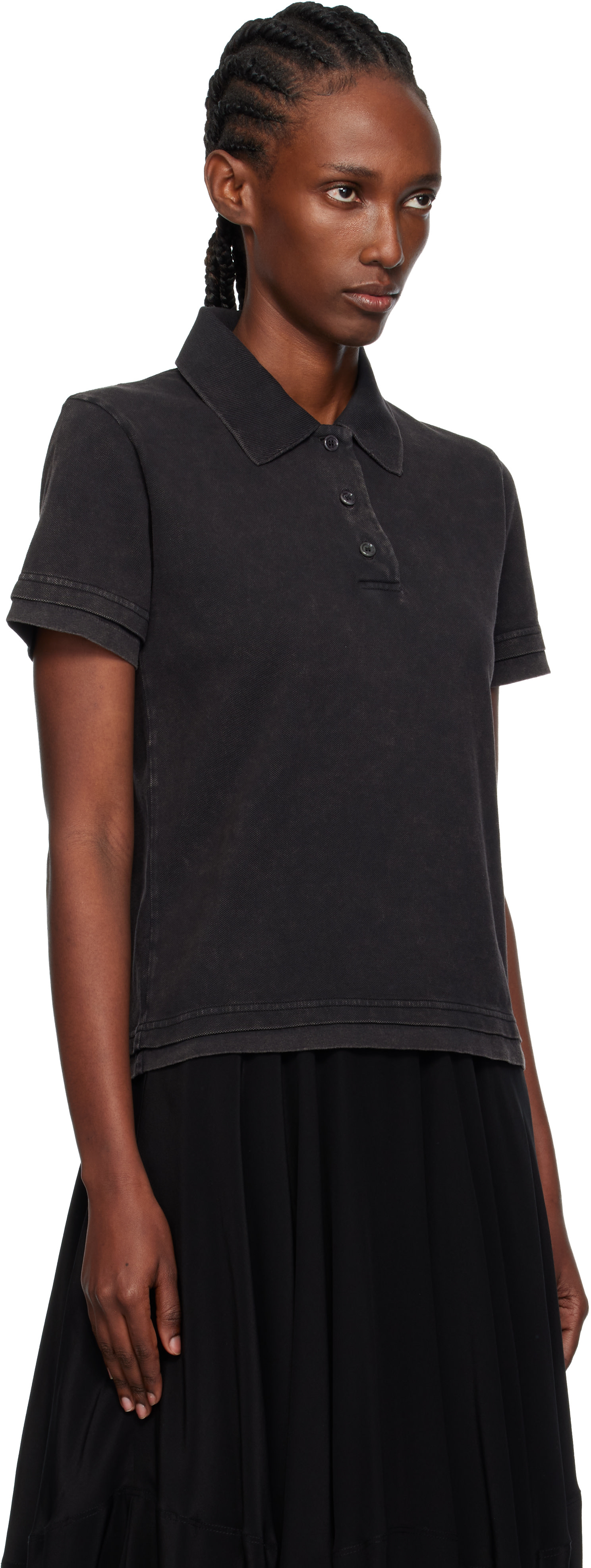 JW Anderson: Black Layered Short Sleeve Polo | SSENSE