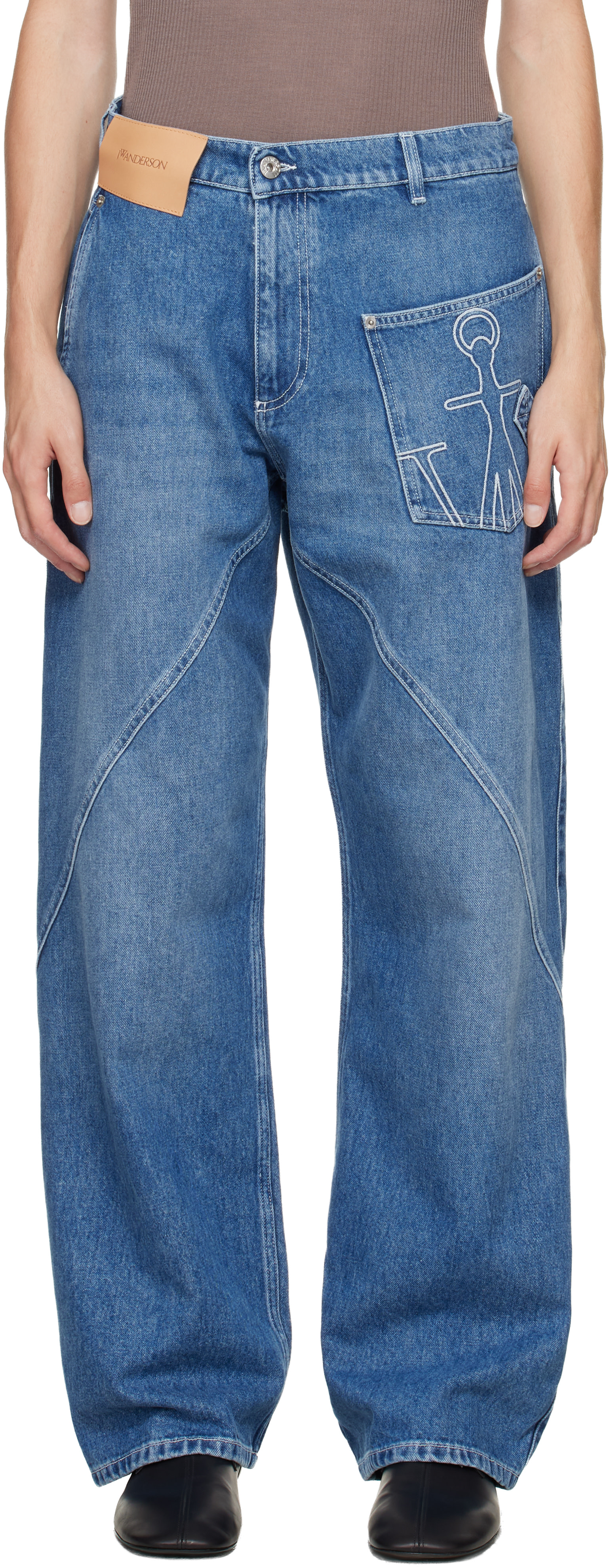 JW Anderson: Blue Twisted Workwear Jeans | SSENSE Canada