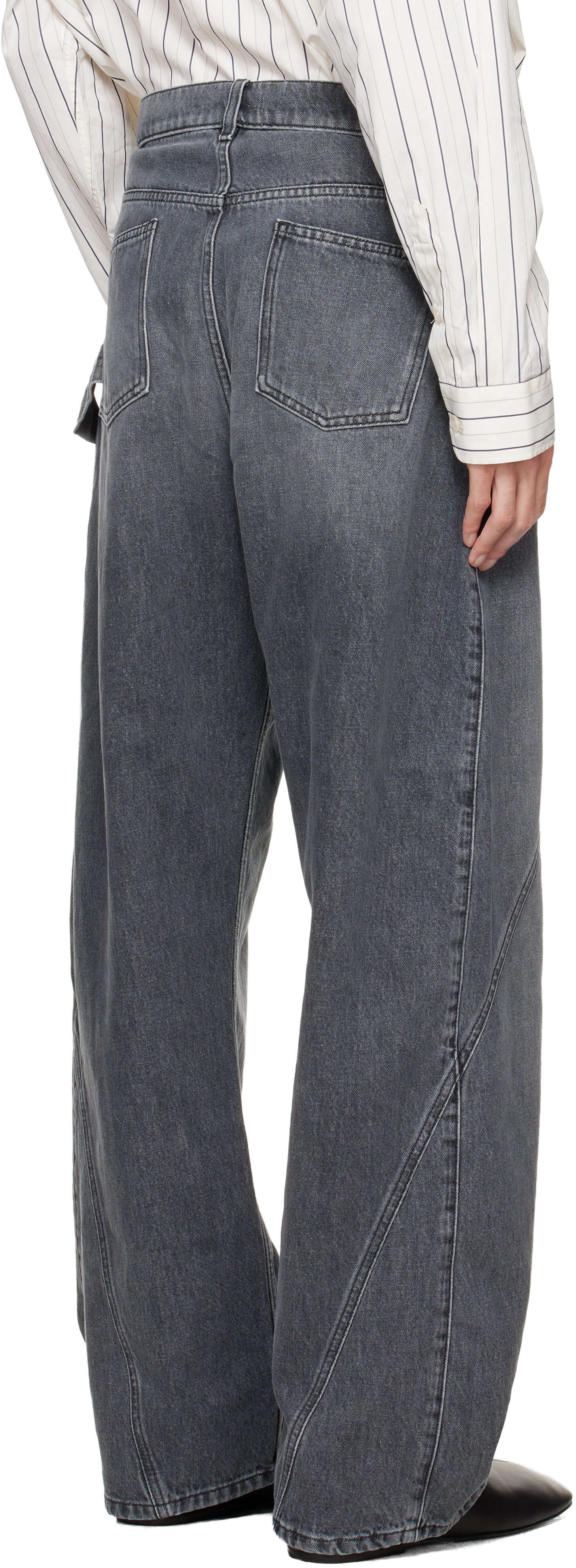 JW Anderson: Gray Twisted Workwear Jeans | SSENSE Canada