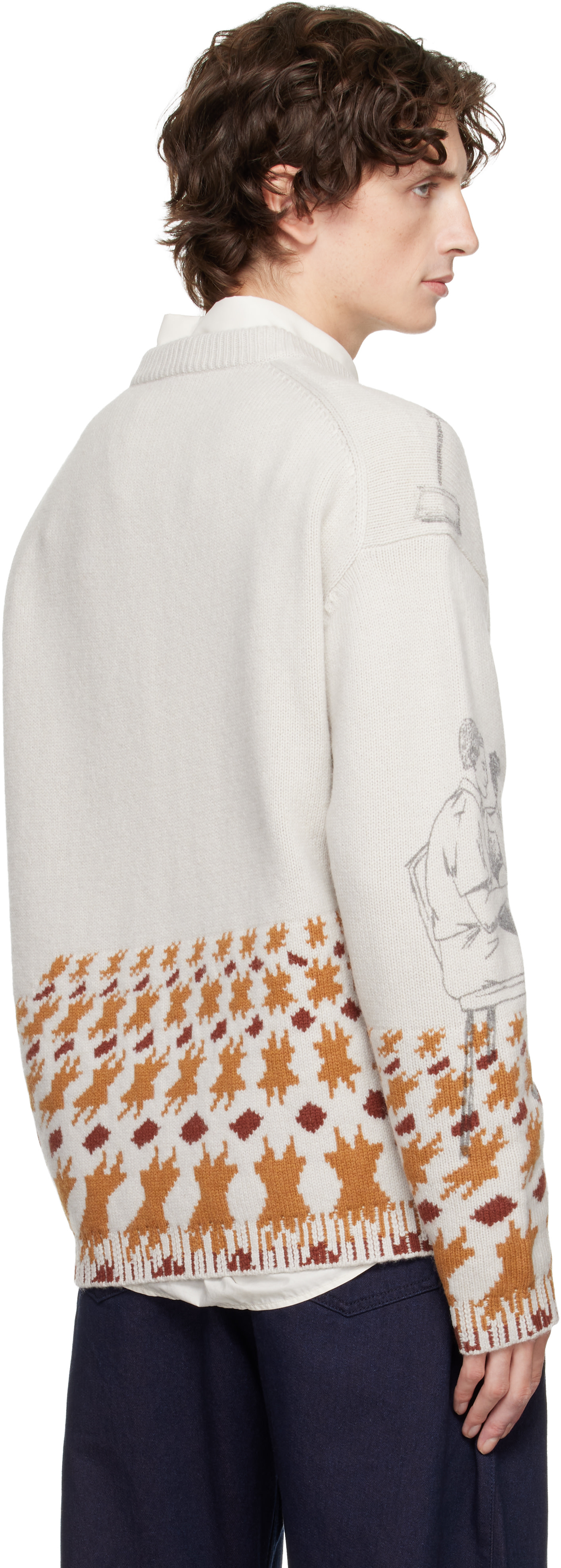 JW Anderson - Pull gris à images