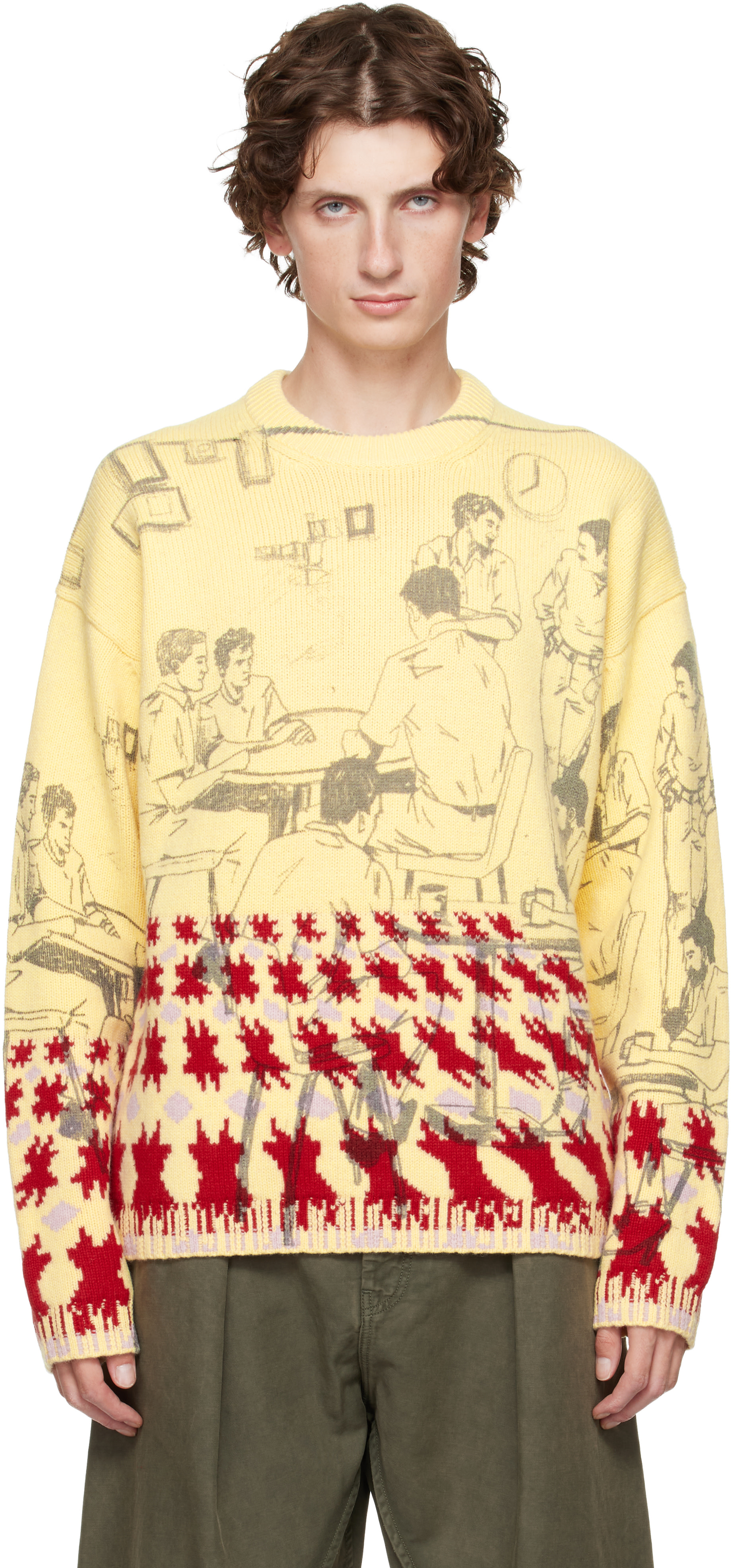 JW Anderson - Pull jaune à images
