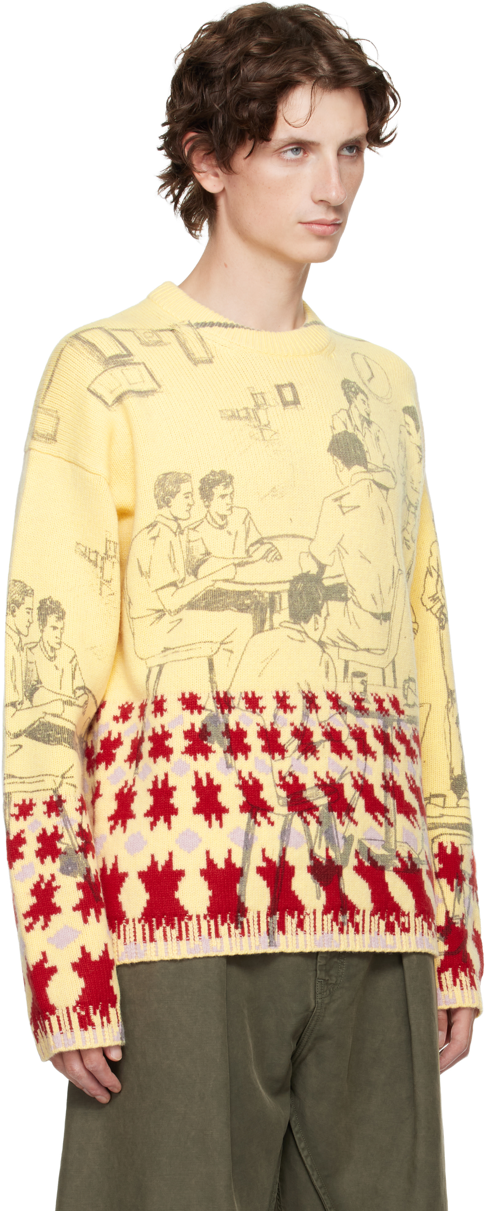 JW Anderson - Pull jaune à images