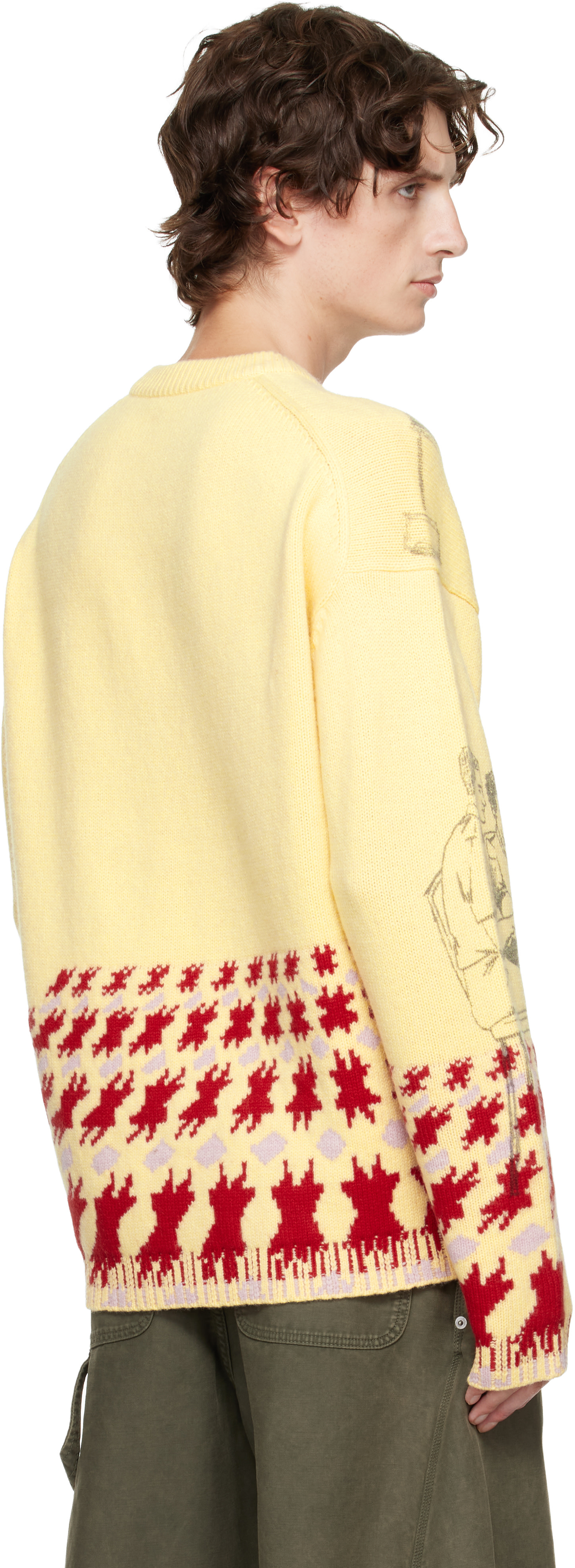 JW Anderson - Pull jaune à images