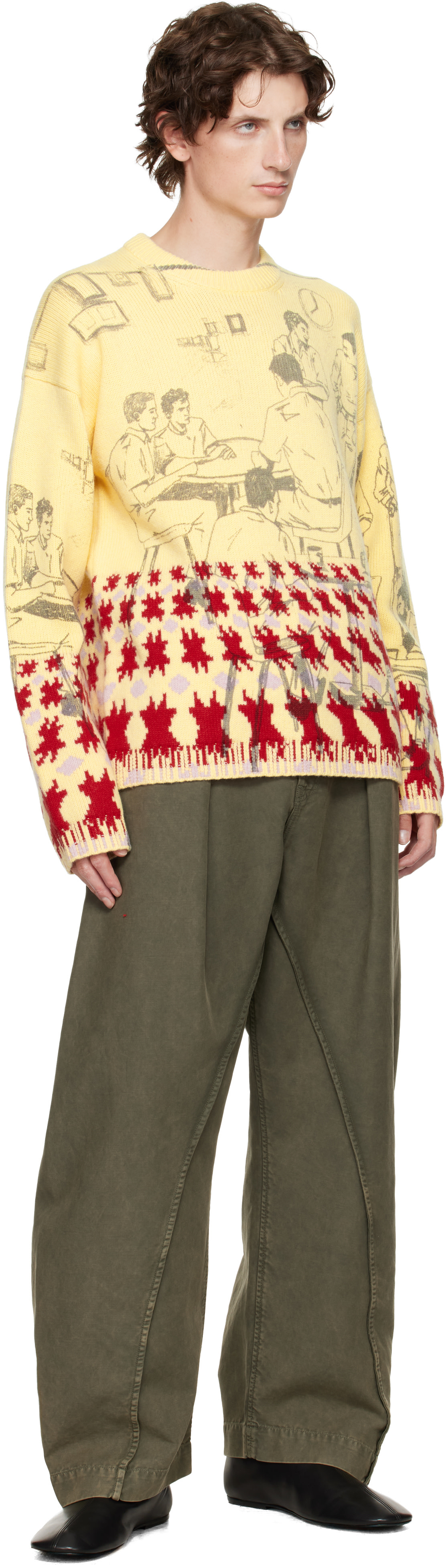 JW Anderson - Pull jaune à images