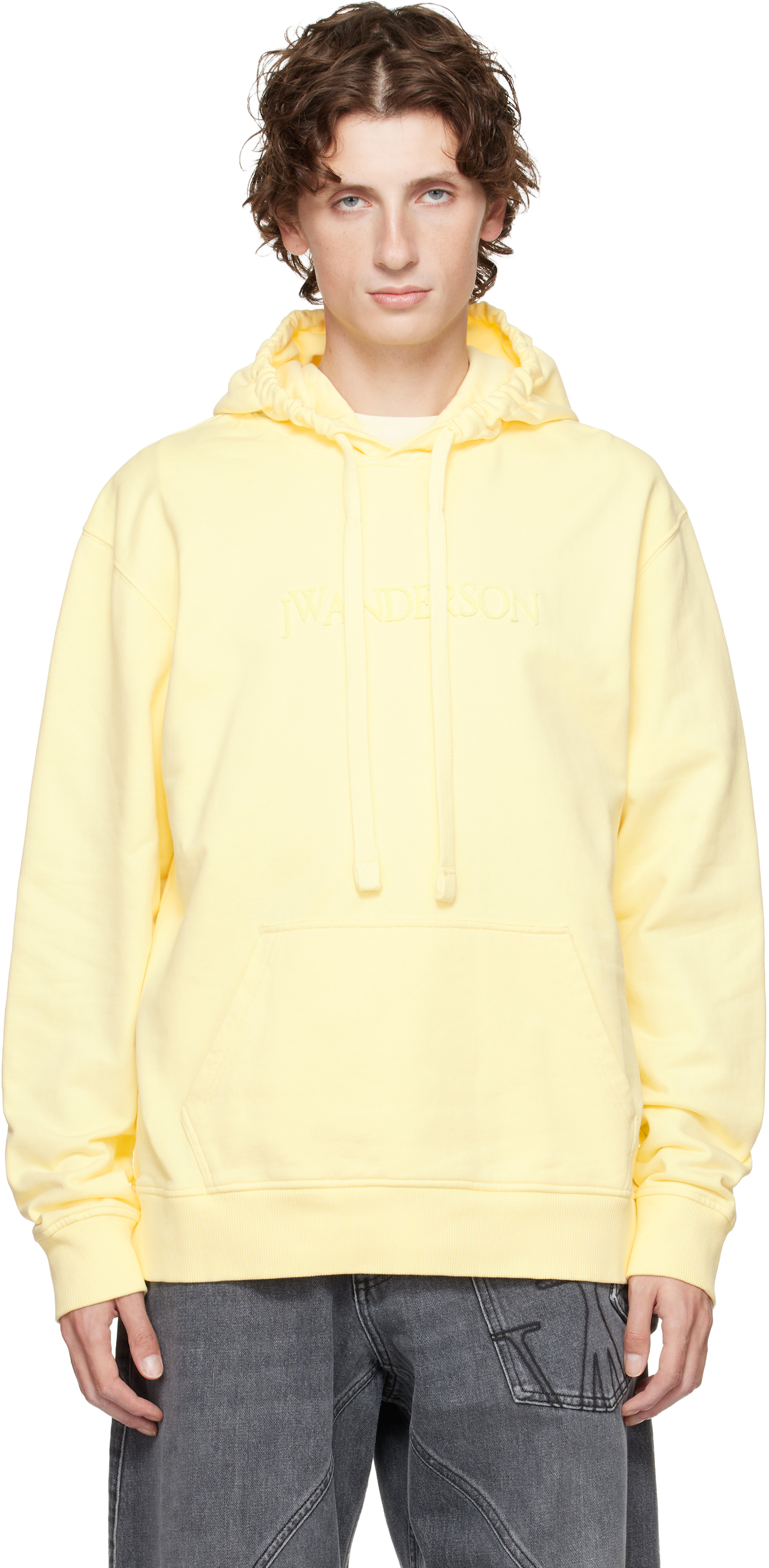 JW Anderson - Pull à capuche jaune à logo