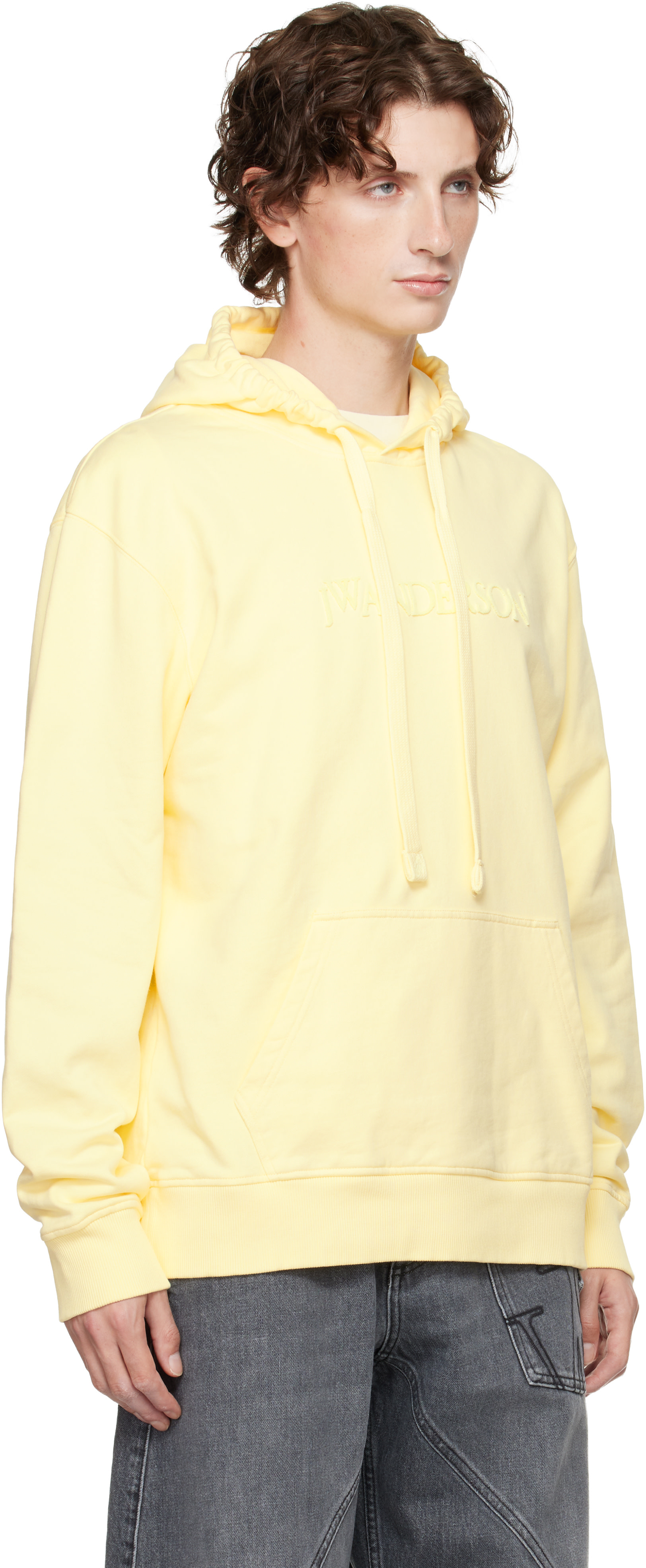 JW Anderson - Pull à capuche jaune à logo