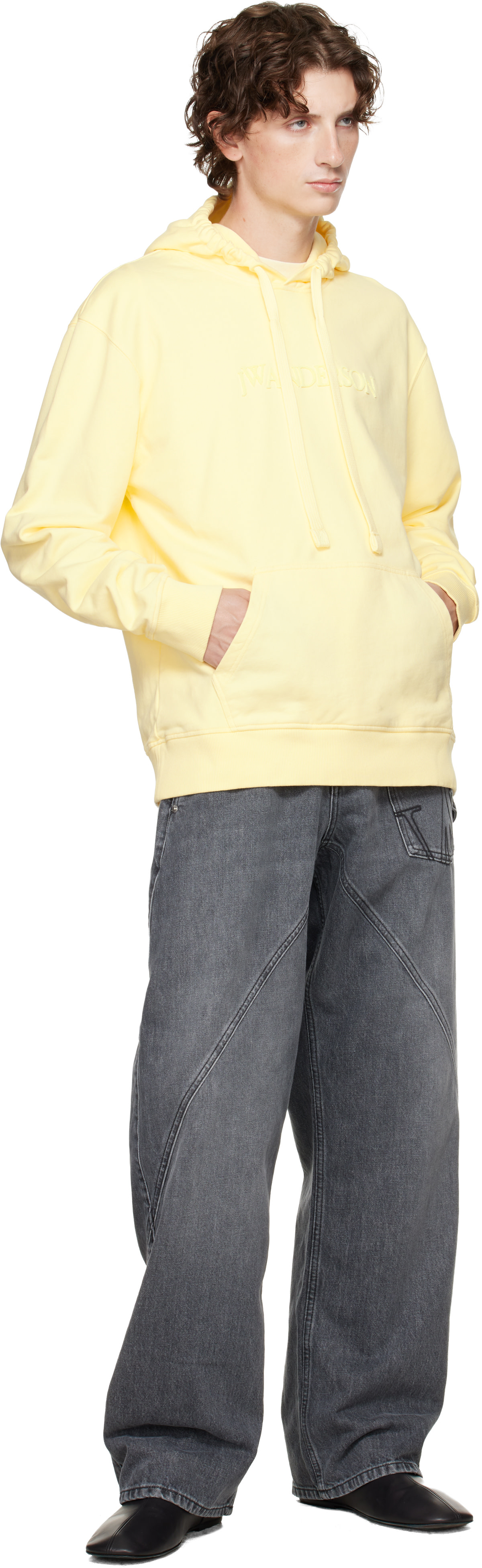 JW Anderson - Pull à capuche jaune à logo
