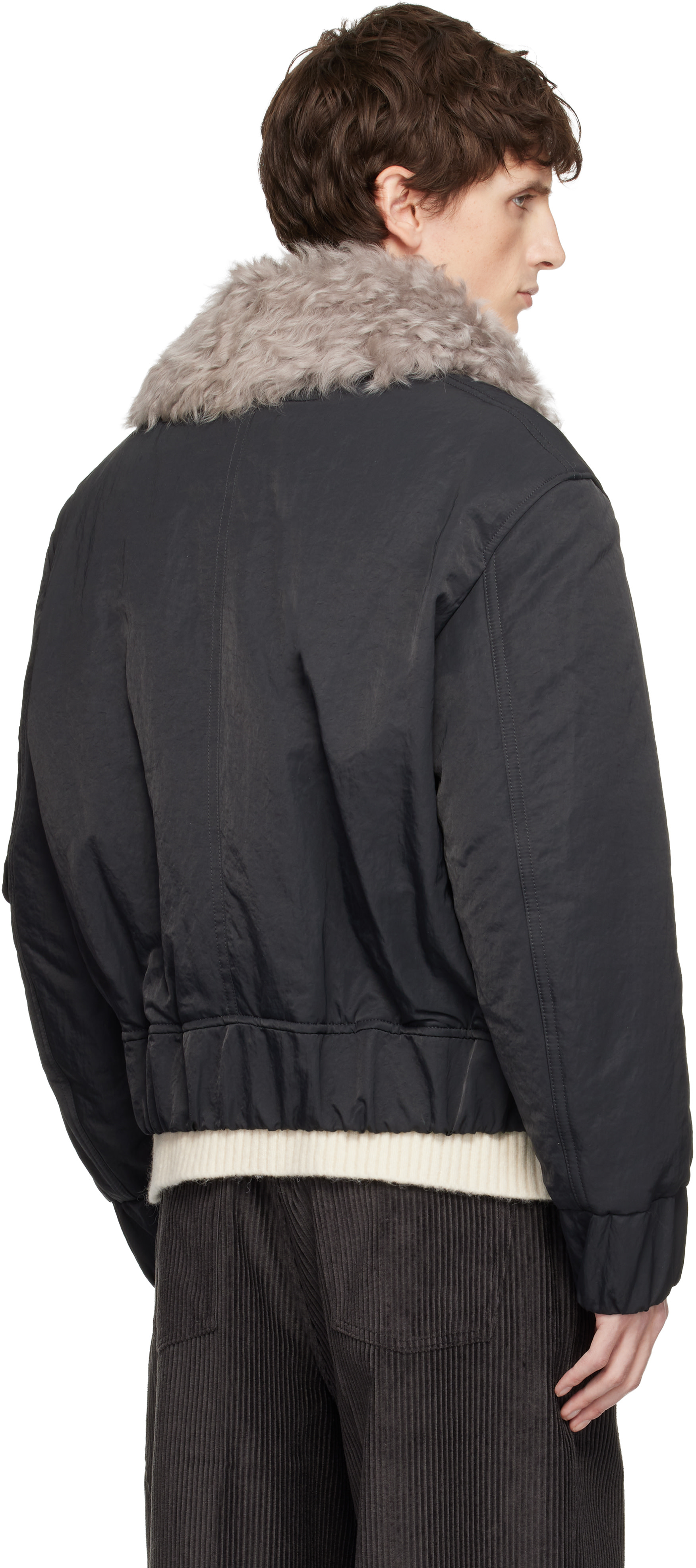 ami ブラック ナイロンジャケット BLACK Black Nylon Ami De Coeur Stud Buttoned Jacket | Ami Paris
