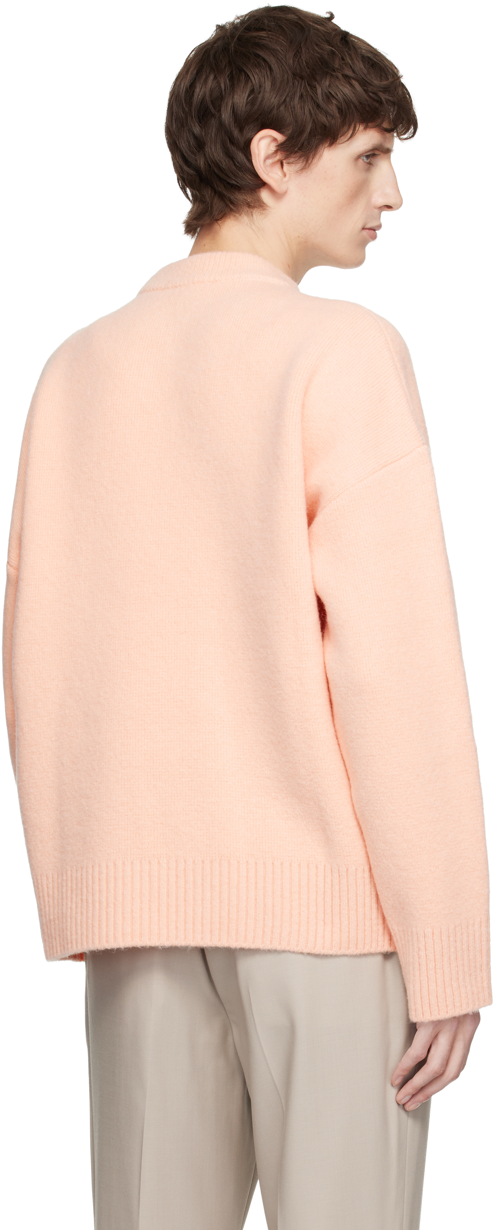 AMI Paris: Pink Alpaca Ami de Coeur Crewneck Sweater | SSENSE Canada