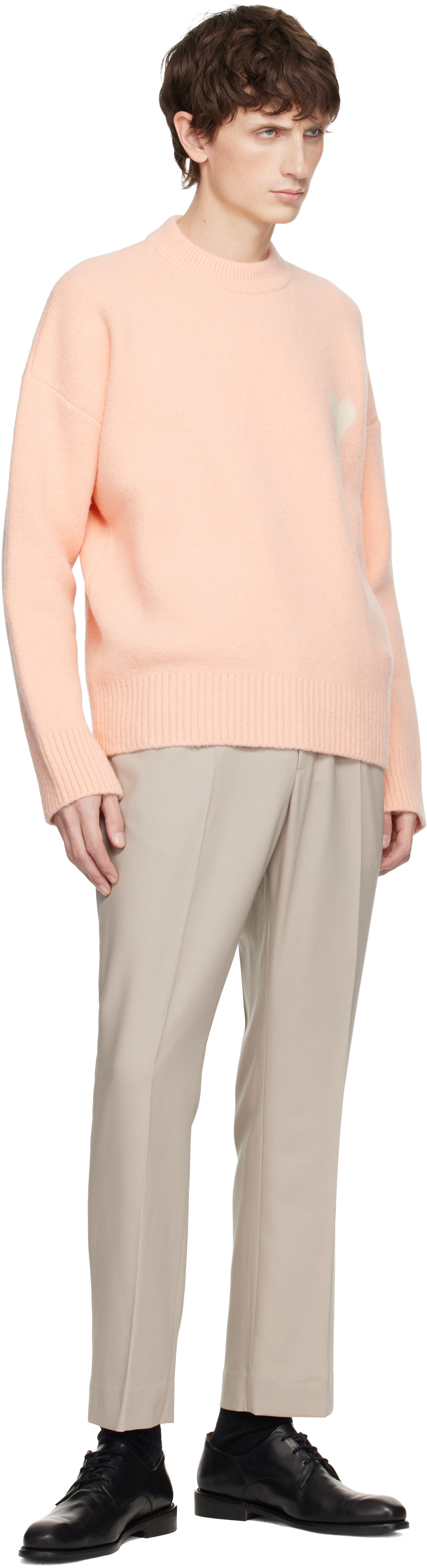 AMI Paris: Pink Alpaca Ami de Coeur Crewneck Sweater | SSENSE Canada