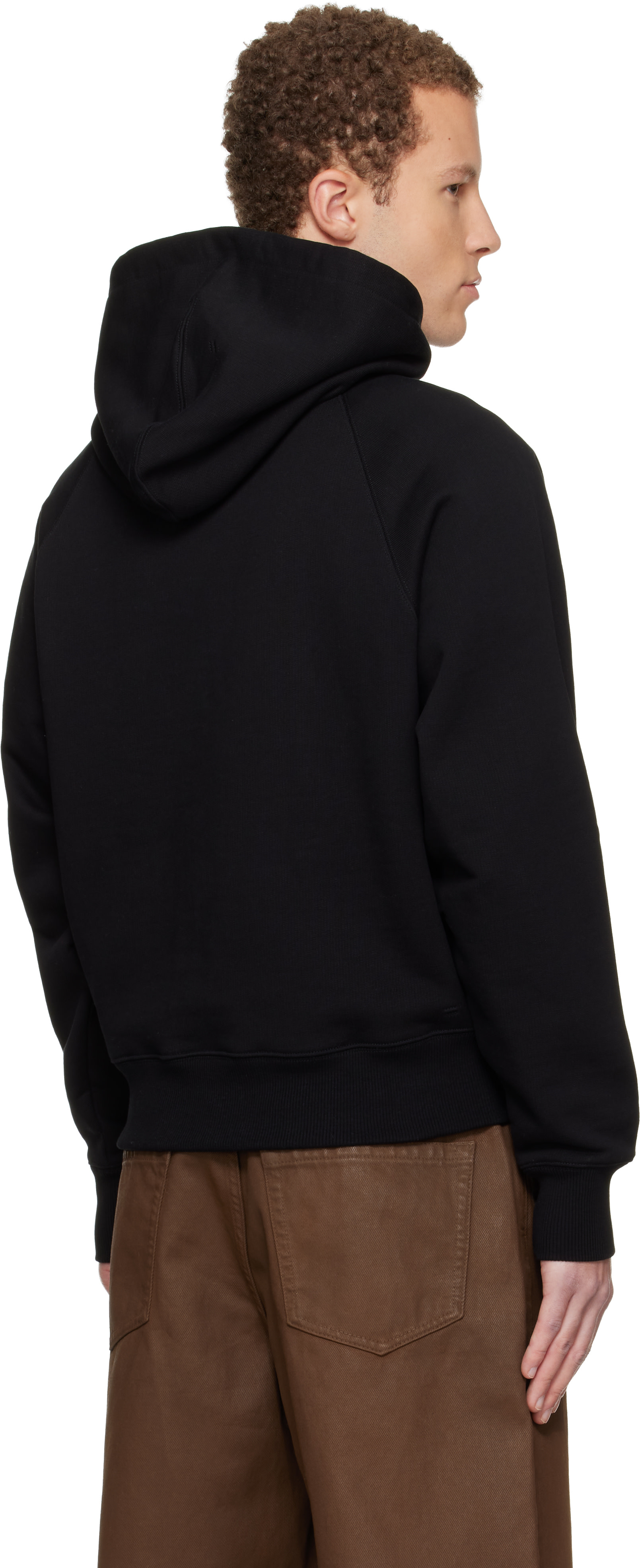AMI Paris: Black Cotton Ami de Coeur Hoodie | SSENSE