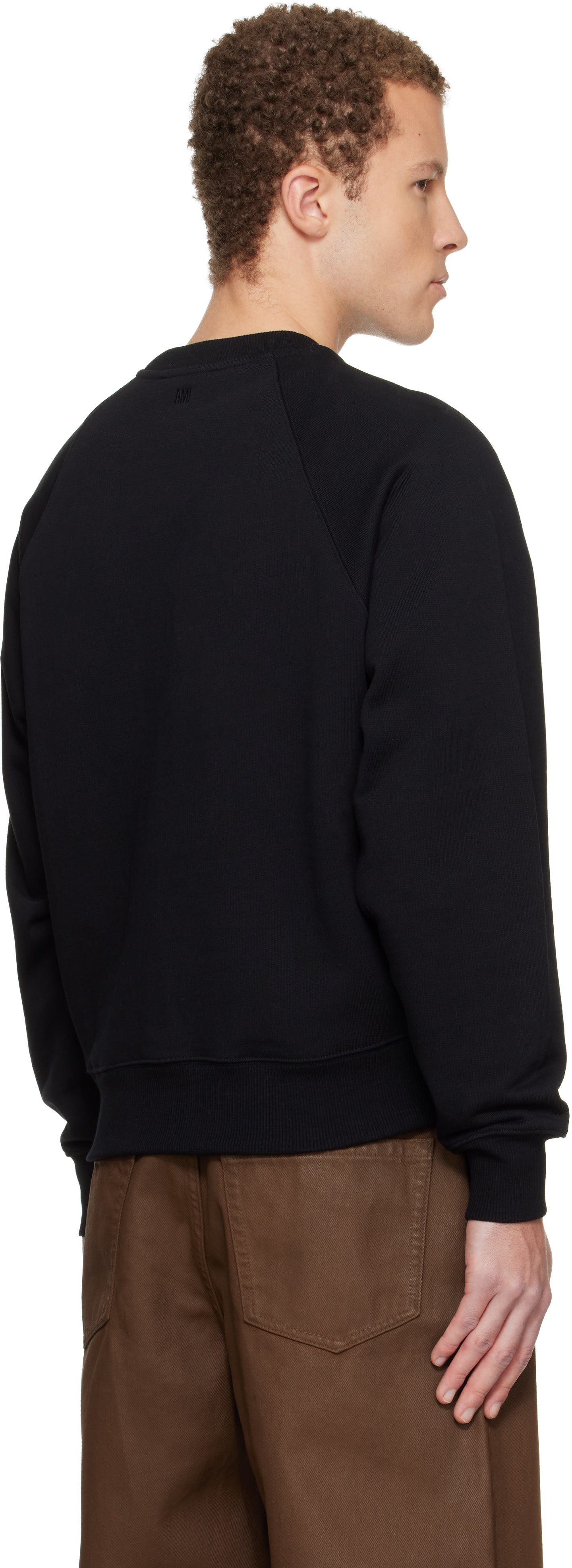 AMI Paris: Black Cotton Ami de Coeur Sweatshirt | SSENSE Canada