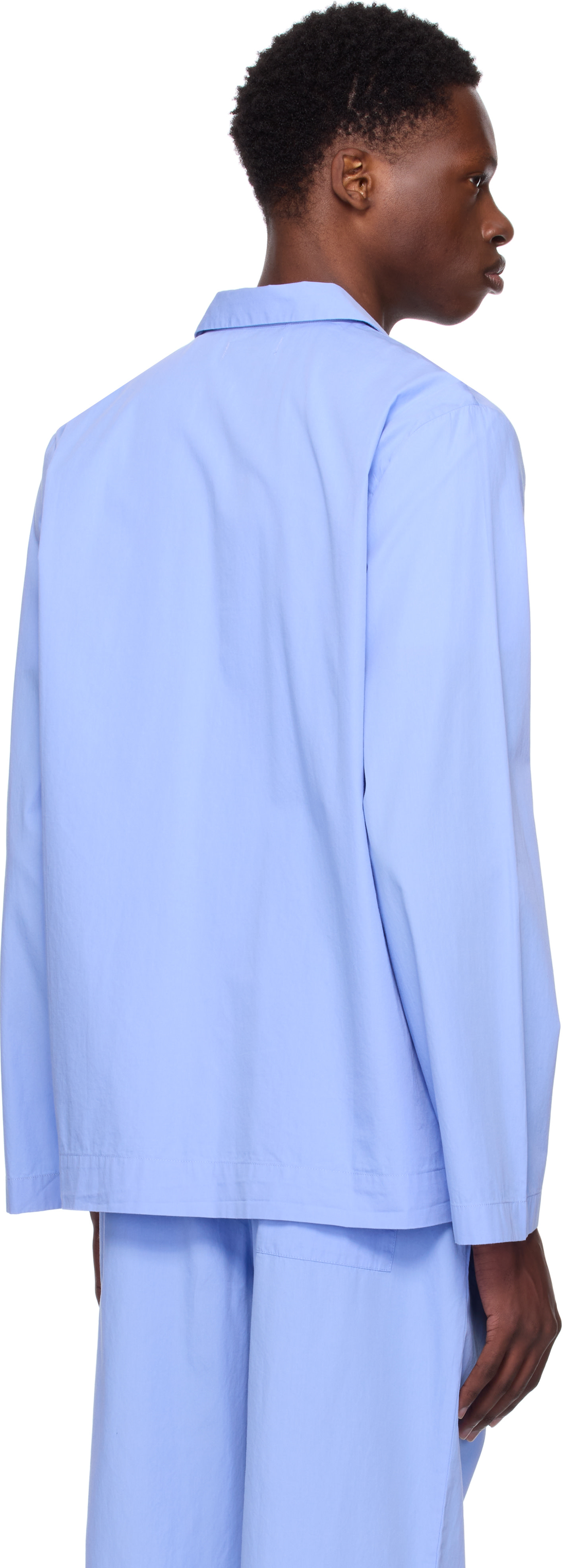 Tekla: Blue Poplin Long Sleeve Pyjama Shirt | SSENSE