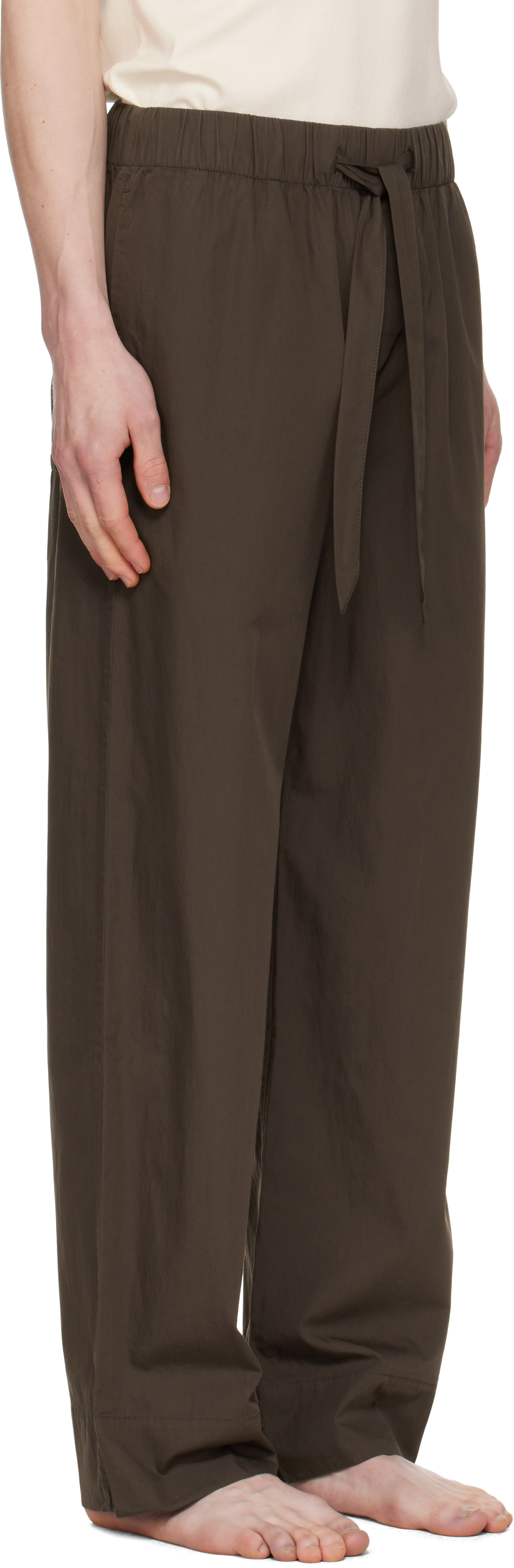 Tekla - 브라운 포플린 파자마 팬츠
