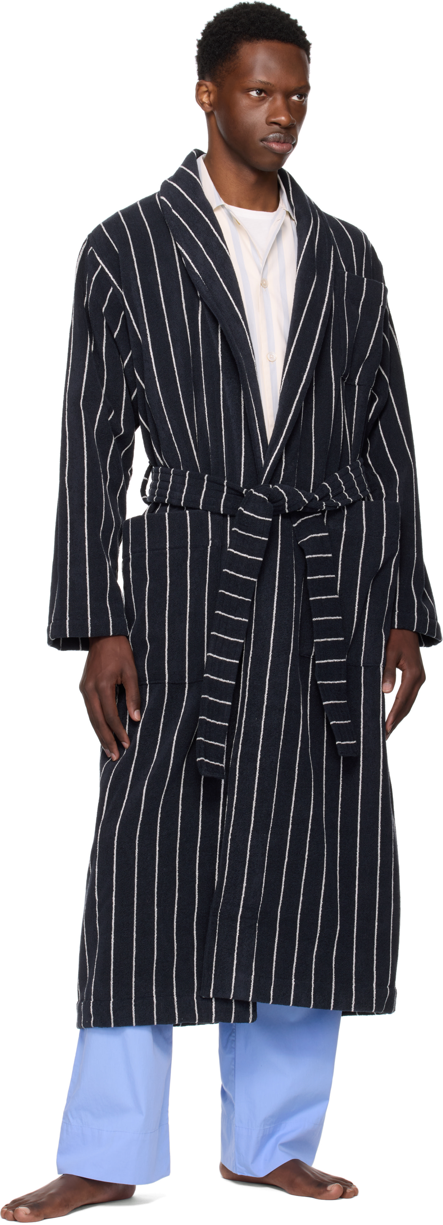 Tekla: Navy Terry Classic Bathrobe | SSENSE