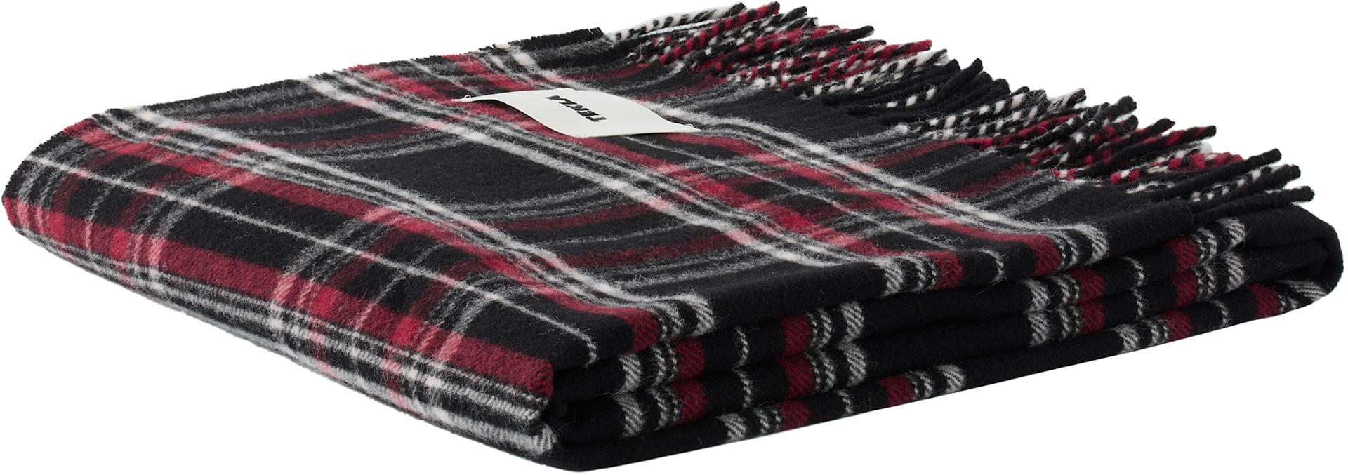 Tekla - Couverture noir et rouge à franges