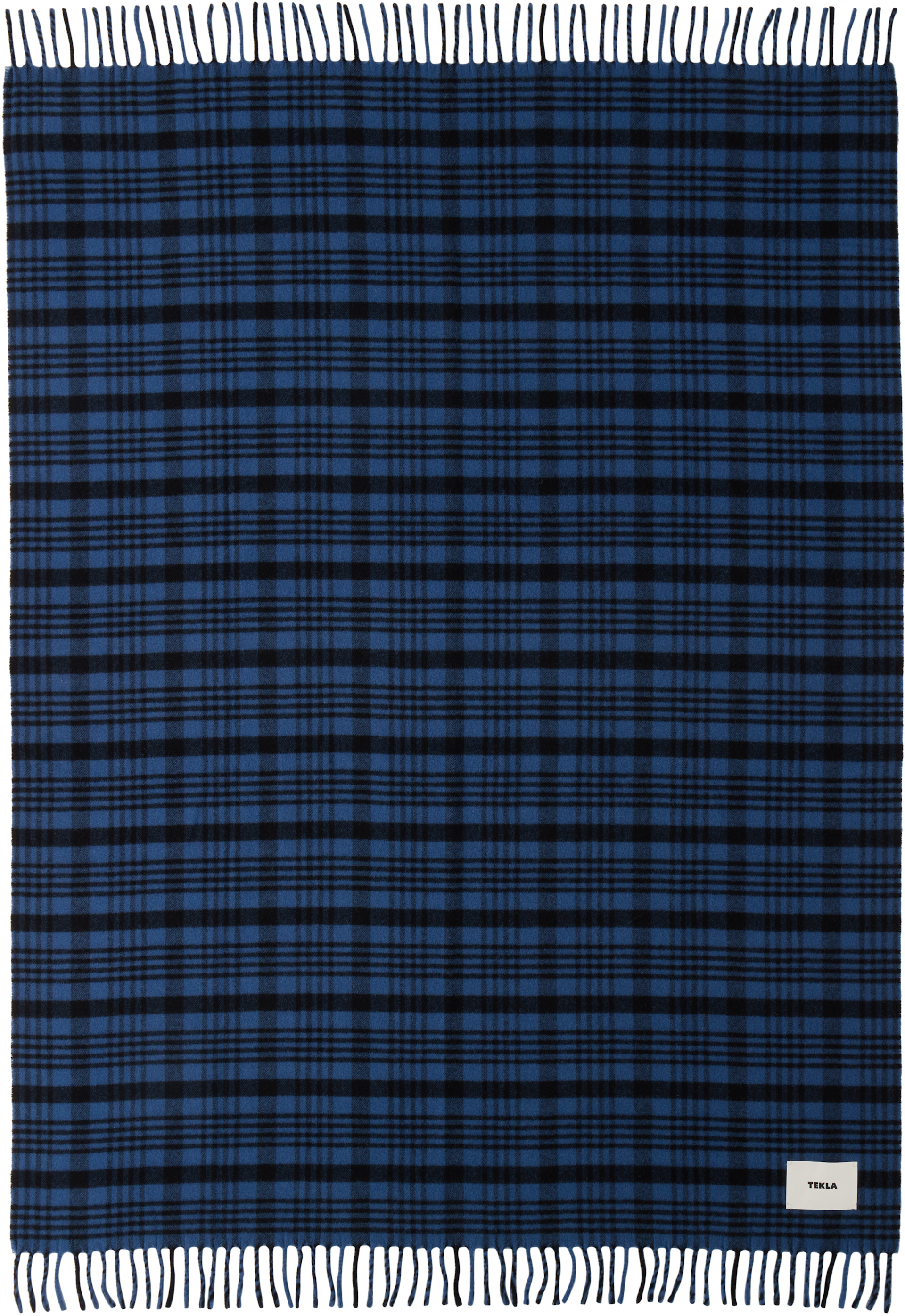 Tekla - Couverture bleu marine à franges