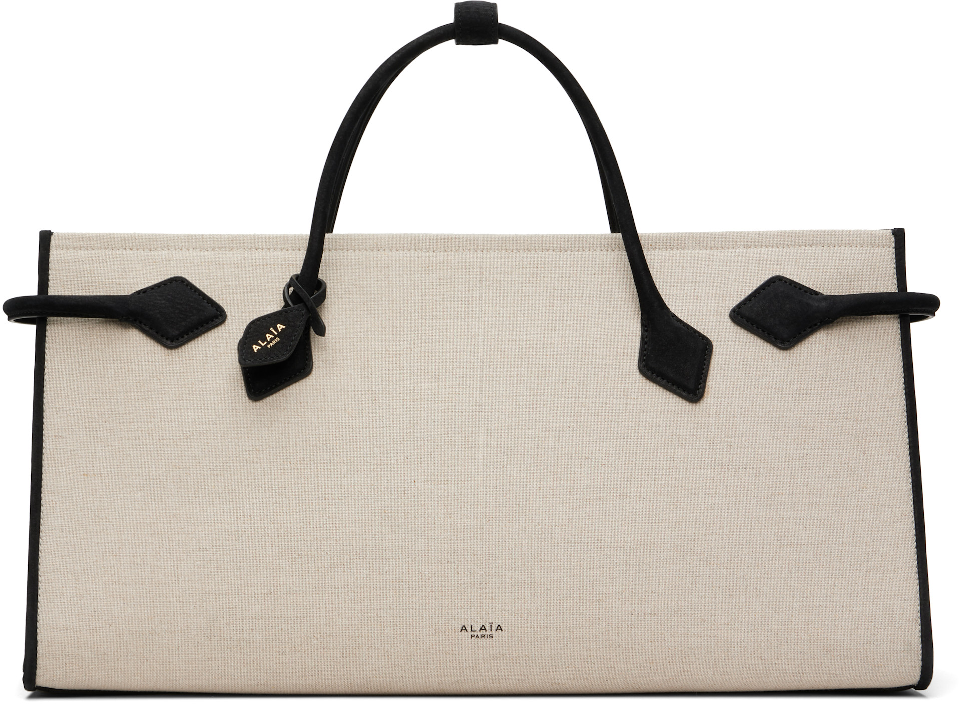 ALAÏA - Cabas 'Le teckel' beige et noir