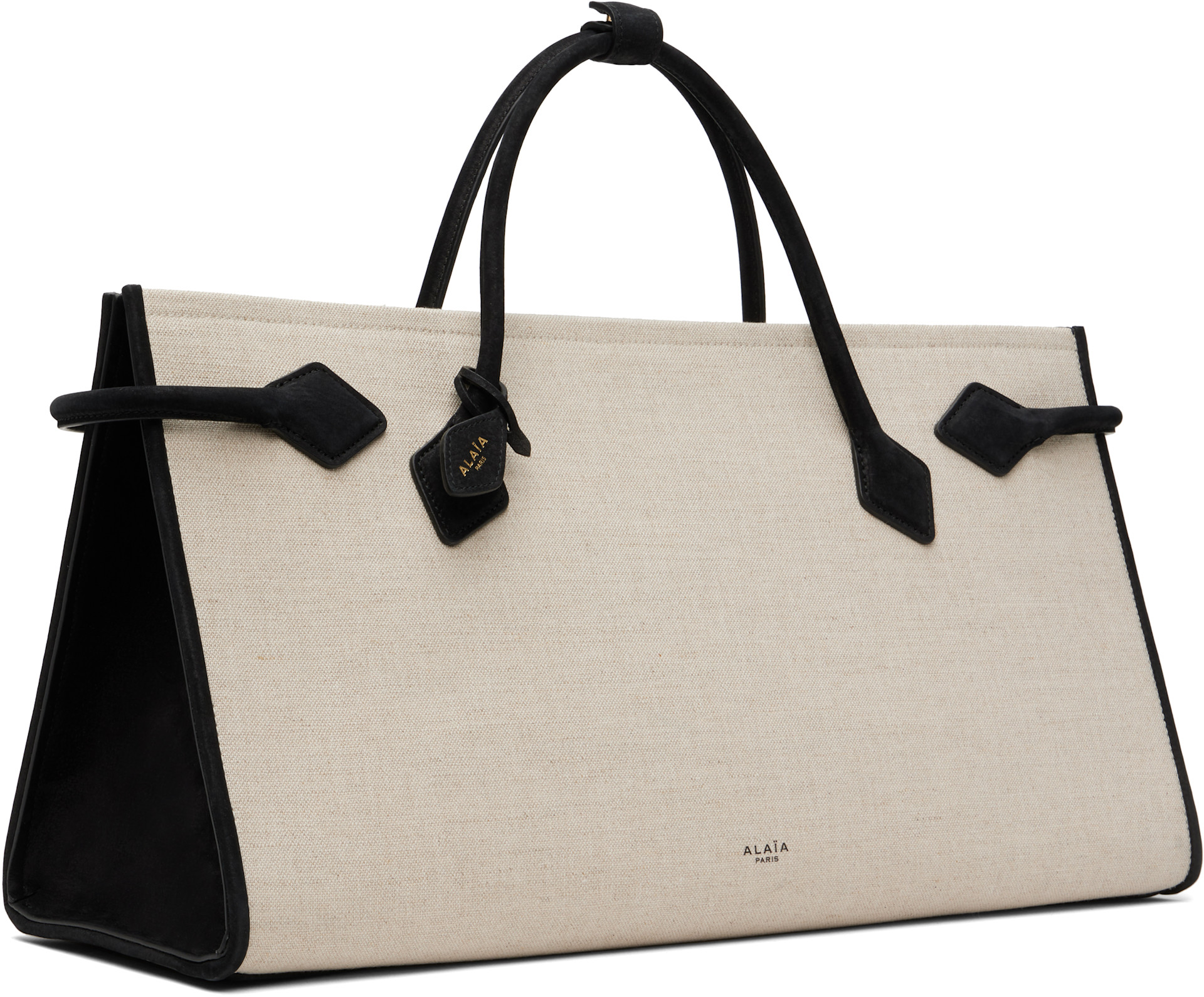 ALAÏA - Cabas 'Le teckel' beige et noir