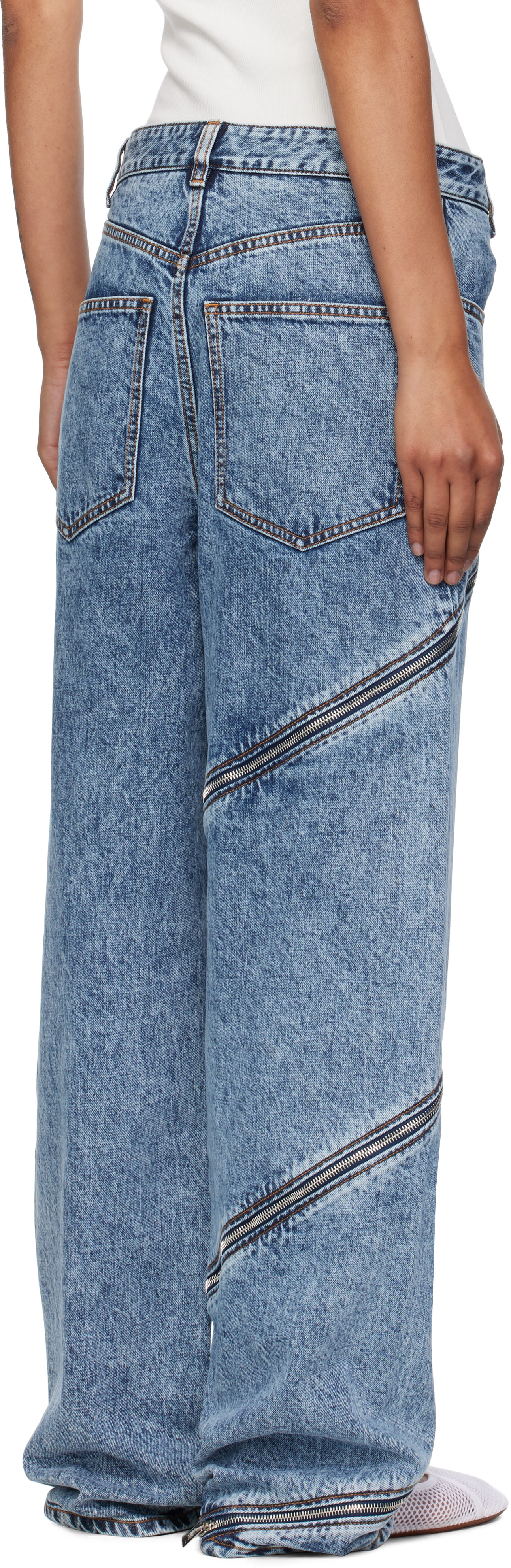 ALAÏA - 블루 스파이럴 데님 진