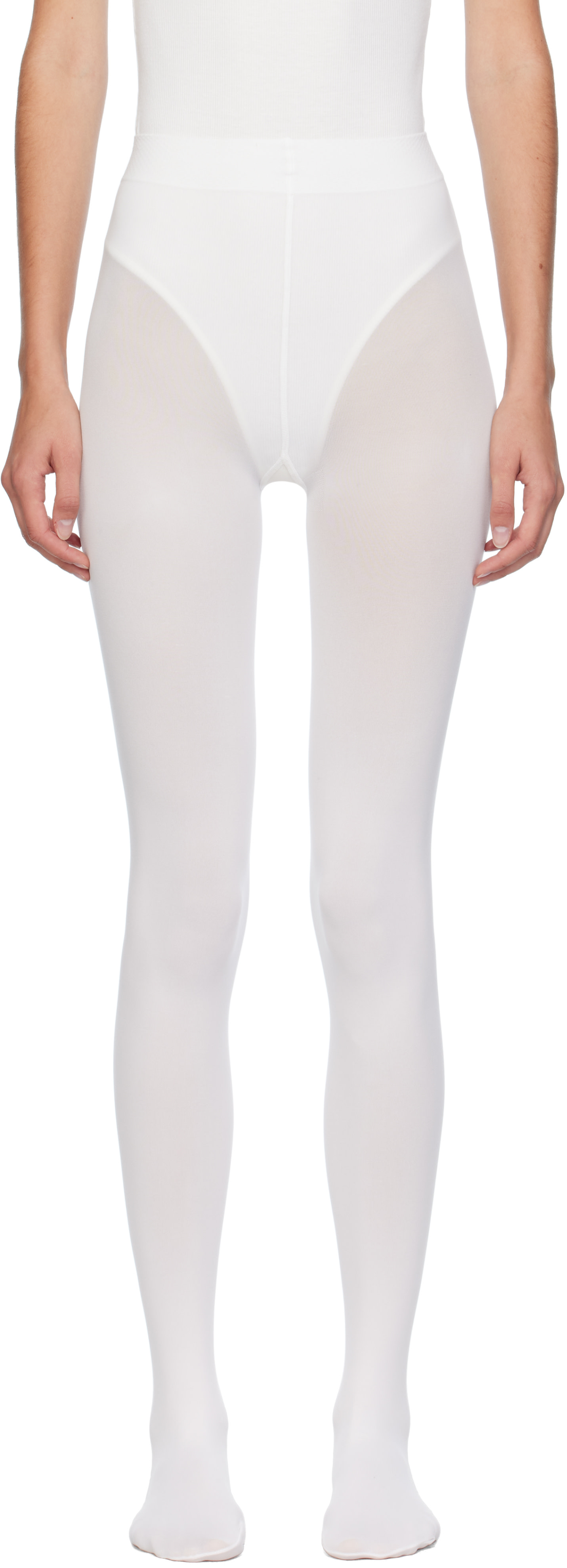 ALAÏA - Collant blanc à pieds intégrés