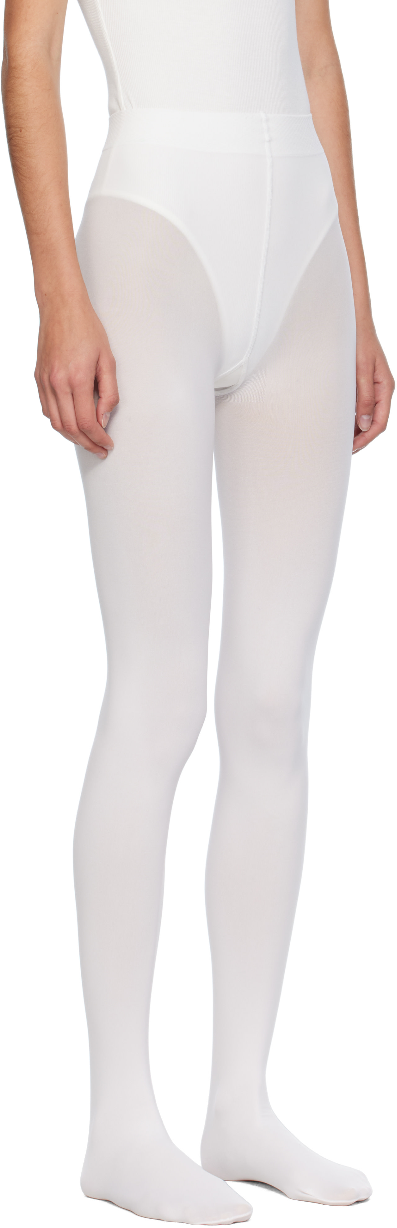 ALAÏA - Collant blanc à pieds intégrés