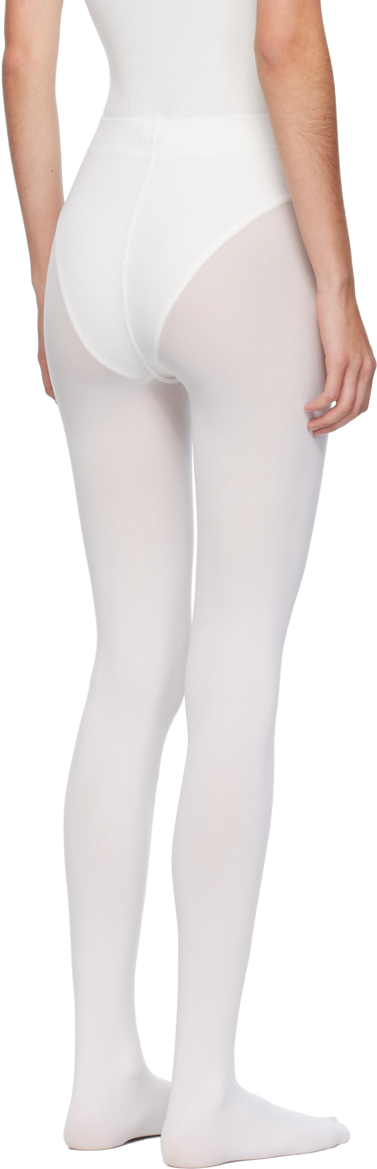 ALAÏA - Collant blanc à pieds intégrés