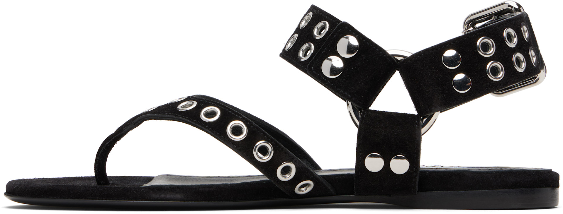 Alaia Black Embellished Men\'s Sandals ALAÏA BLACK FISHNET THONG SANDALS IN PATENT CALFSKIN | ALAÏA US main image 4