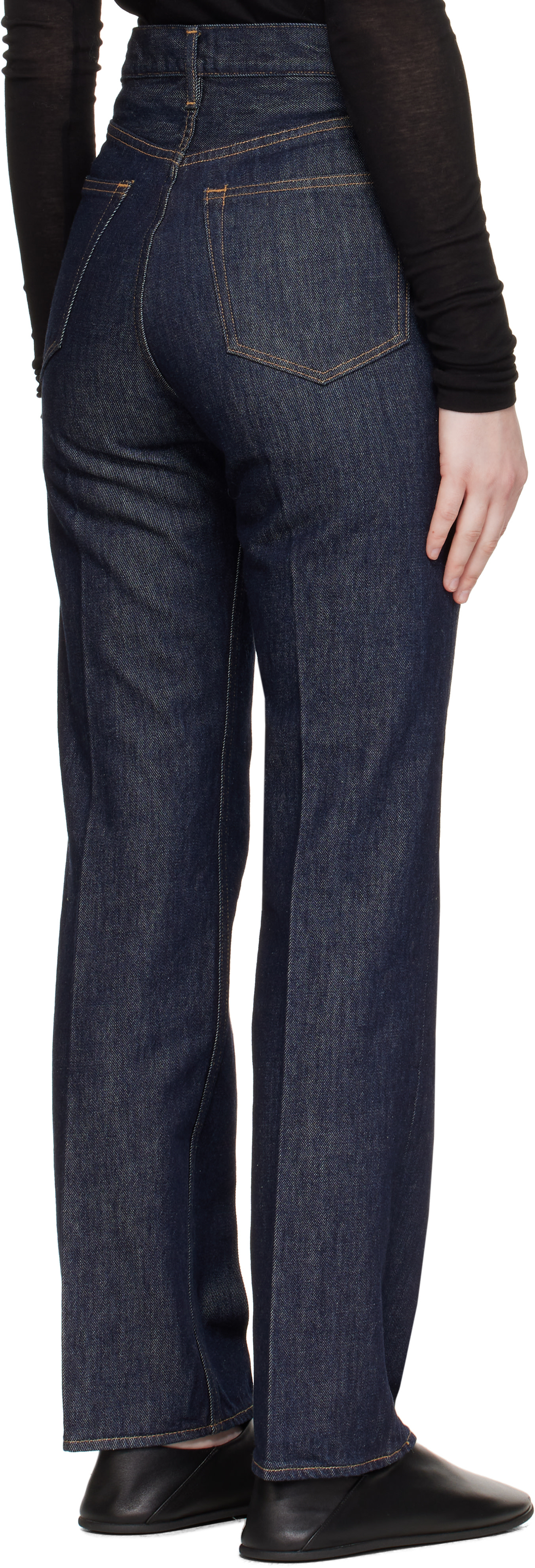 AURALEE: Indigo Hard Twist Denim 5P Jeans | SSENSE
