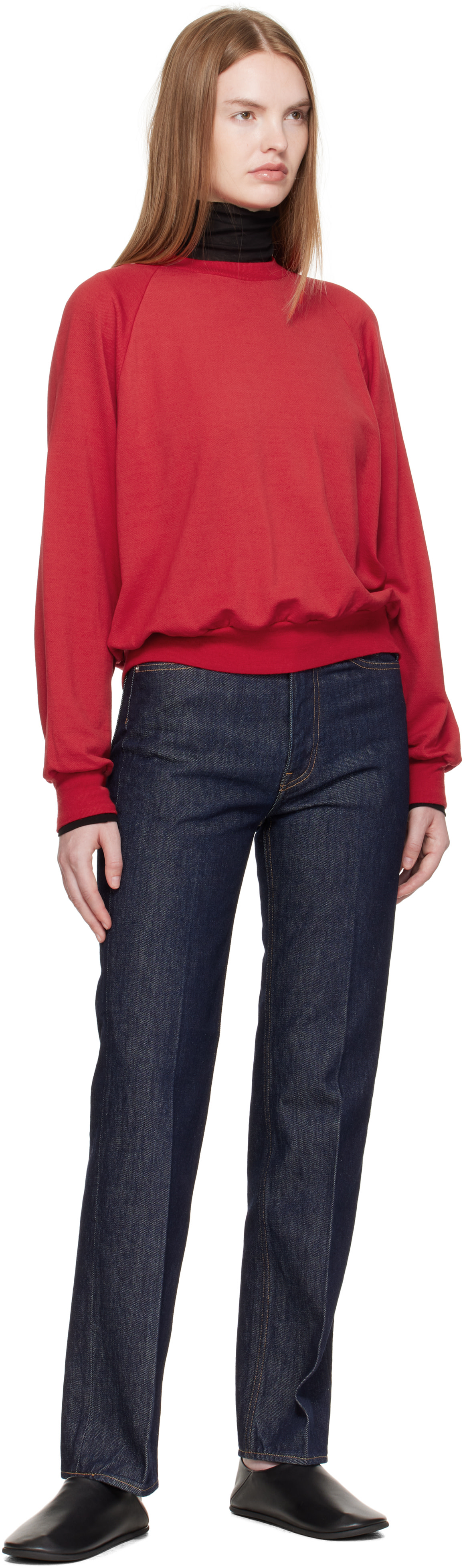 AURALEE: Indigo Hard Twist Denim 5P Jeans | SSENSE