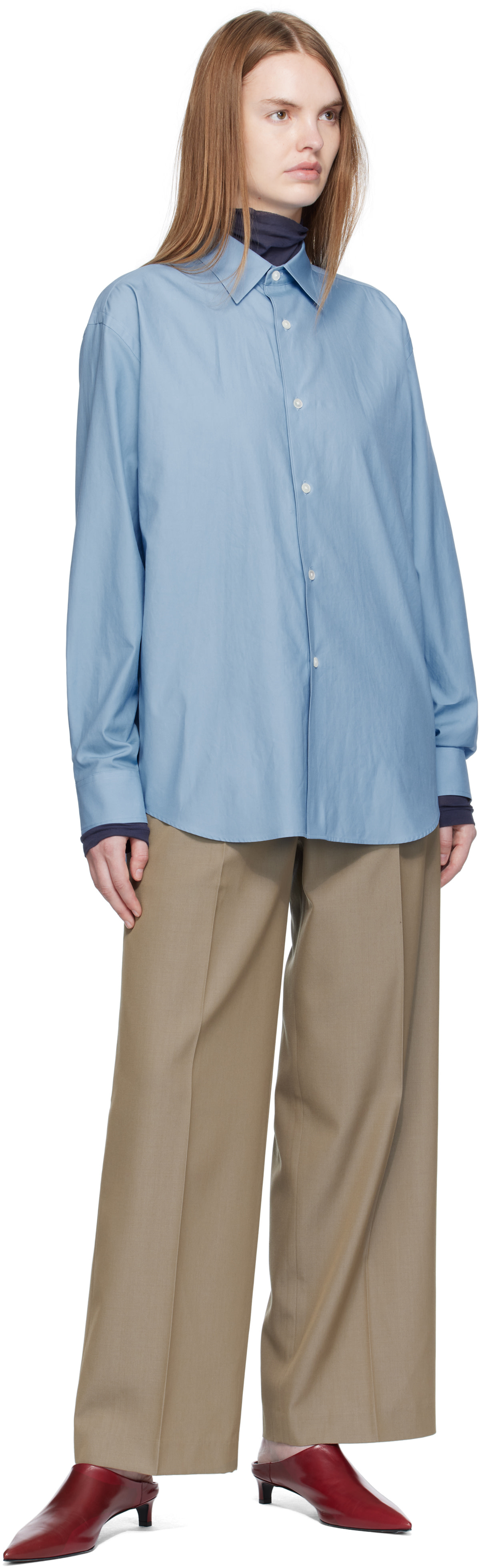 AURALEE: Beige Light Wool Max Gabardine Two-Tuck Trousers | SSENSE