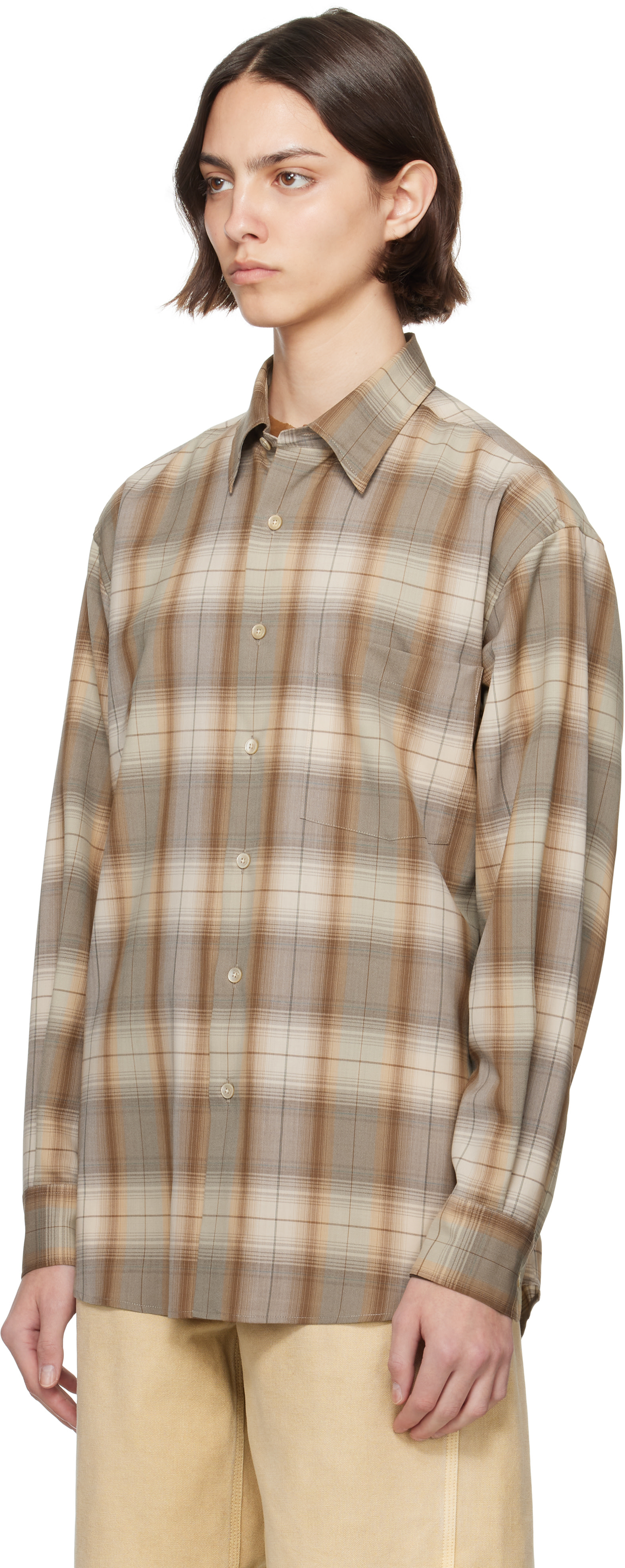 AURALEE SHETLAND WOOL SHIRTS サイズ3 Auralee Super Light Wool Shirt Brown – Neighbour