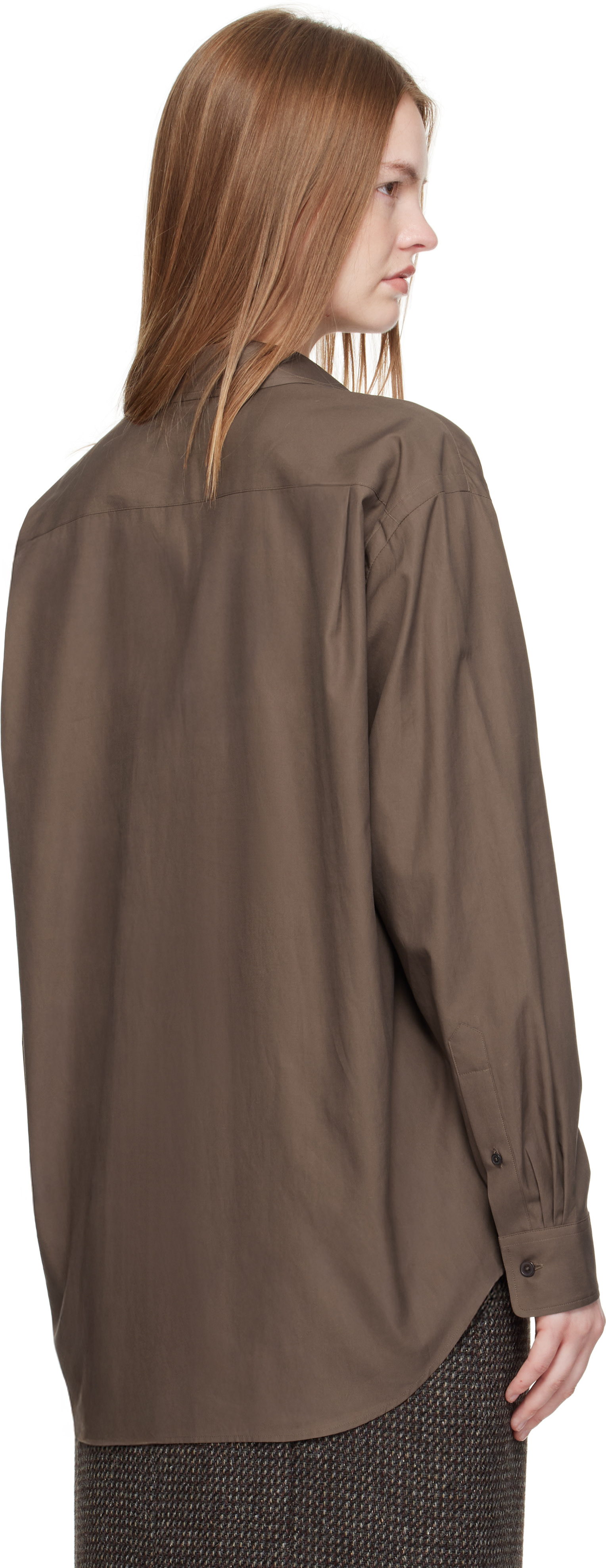 AURALEE: Brown Washed Finx Twill Shirt | SSENSE