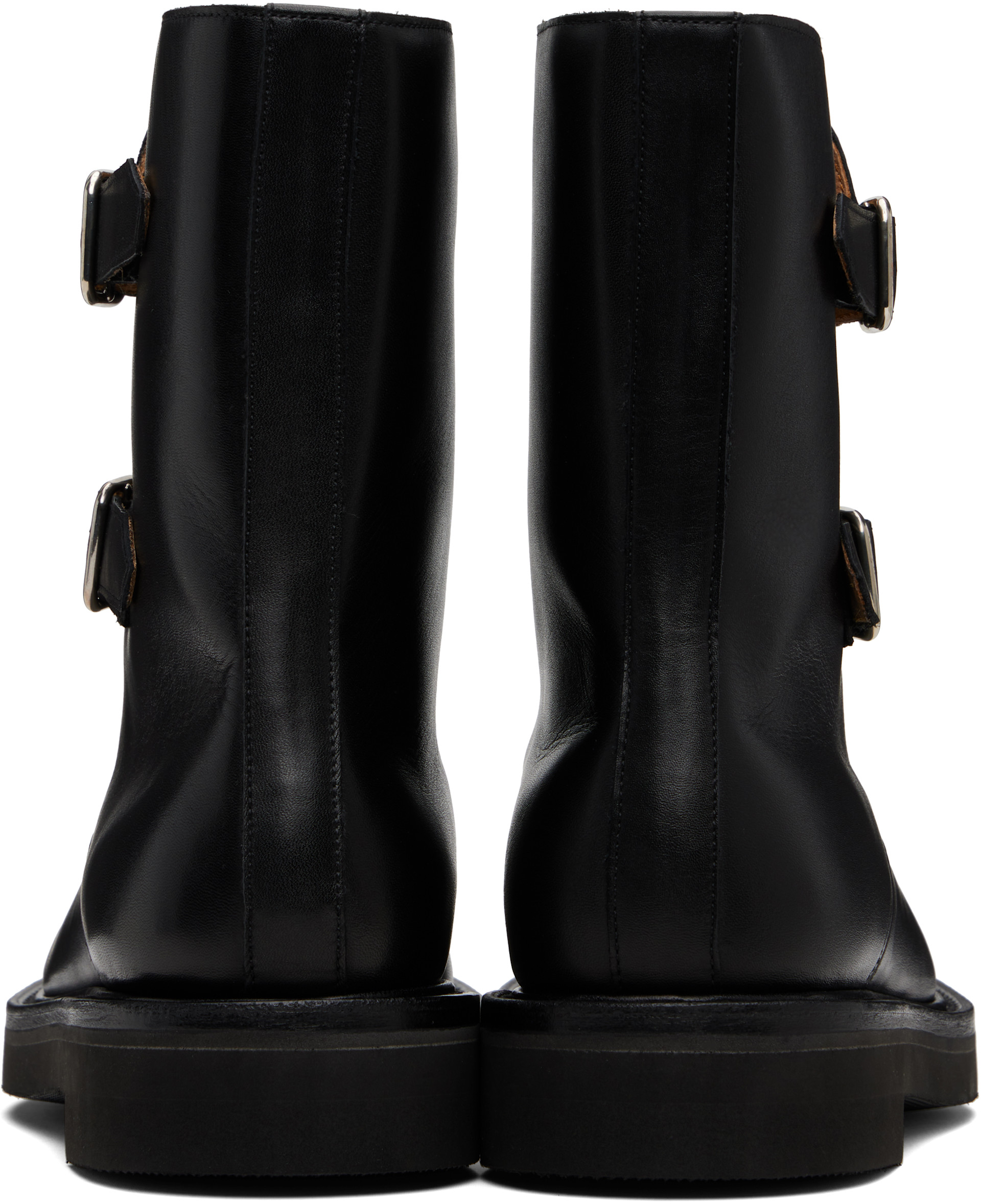 靴 AURALEE LEATHER BOOTS 24cm AURALEE: Black Leather Work Boots | SSENSE