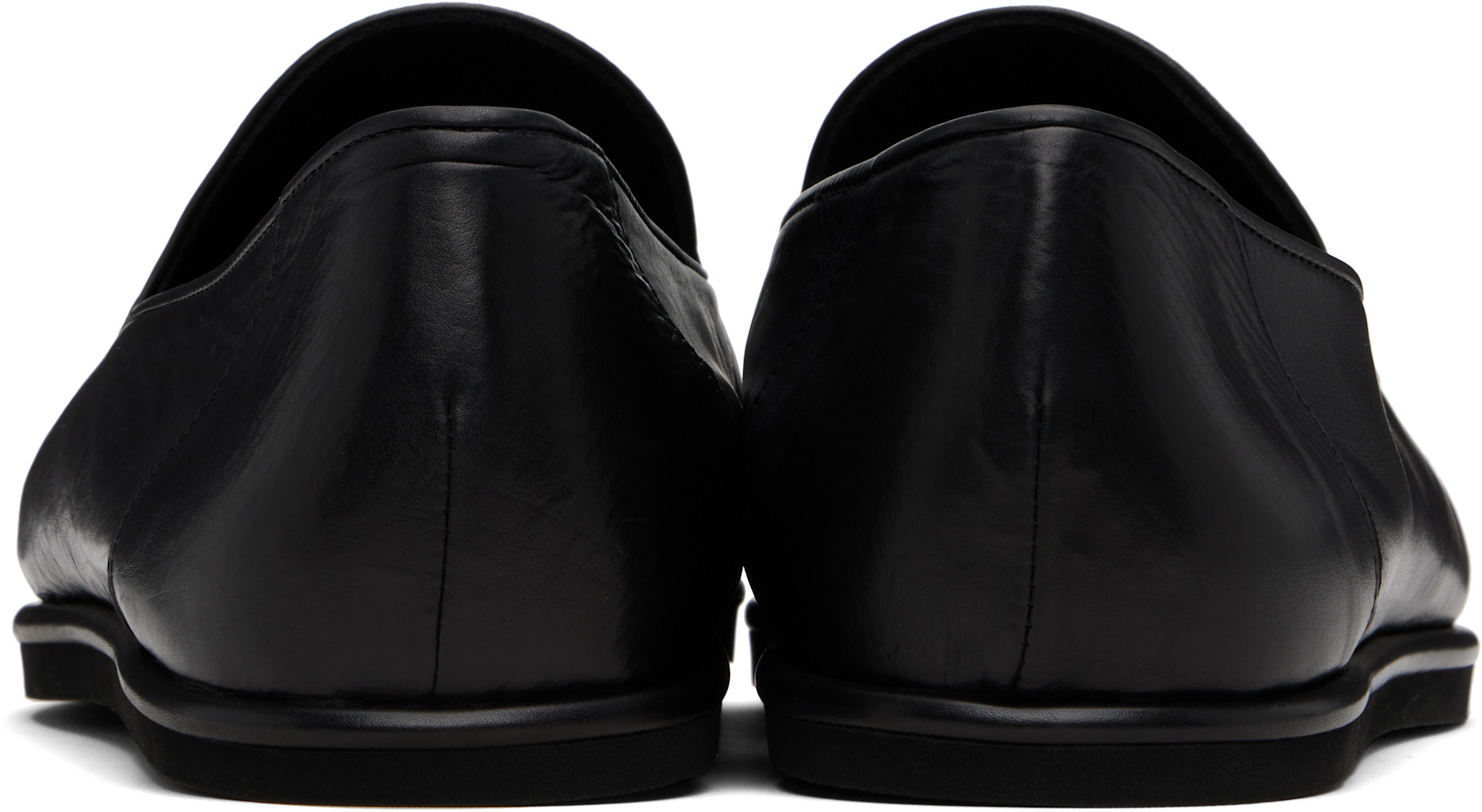 AURALEE: Black Soft Leather Loafers | SSENSE Germany