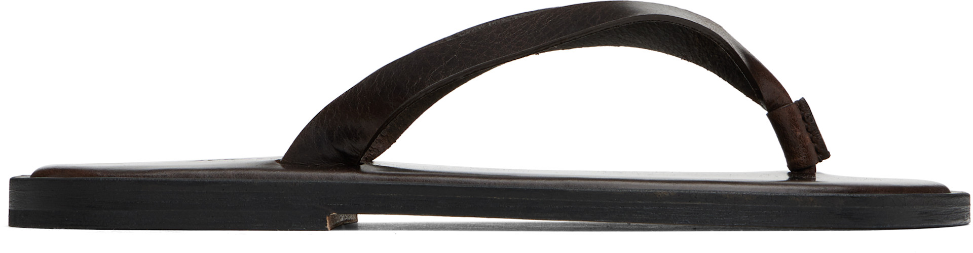 AURALEE - Tongs brunes en cuir