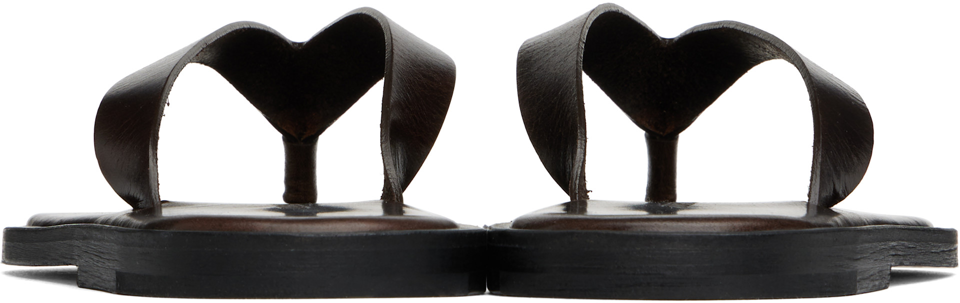 AURALEE - Tongs brunes en cuir