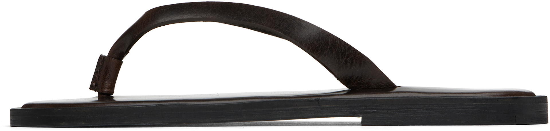 AURALEE - Tongs brunes en cuir