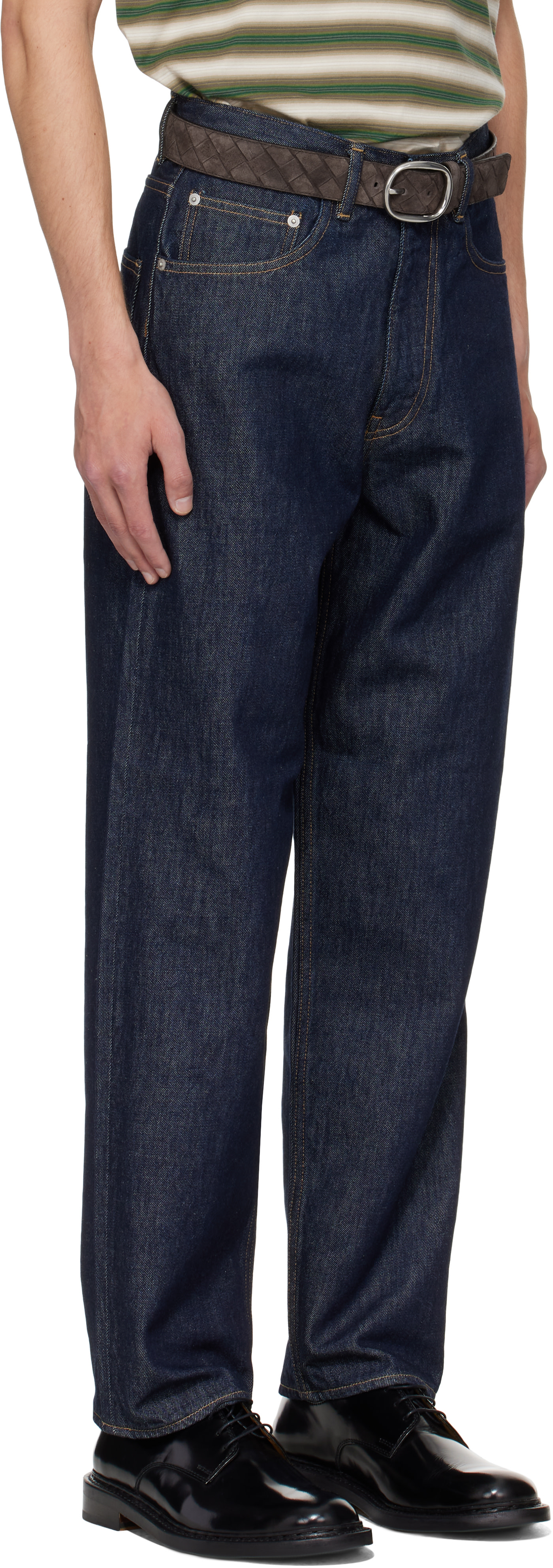 AURALEE: Indigo Hard Twist Denim Wide Jeans | SSENSE