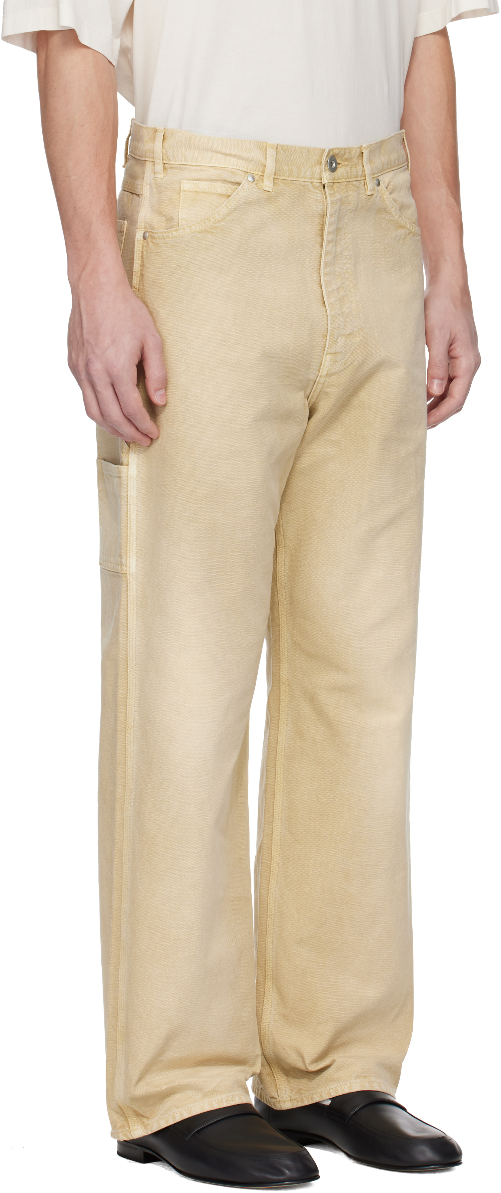 AURALEE: Beige Organic Cotton Duck Trousers | SSENSE