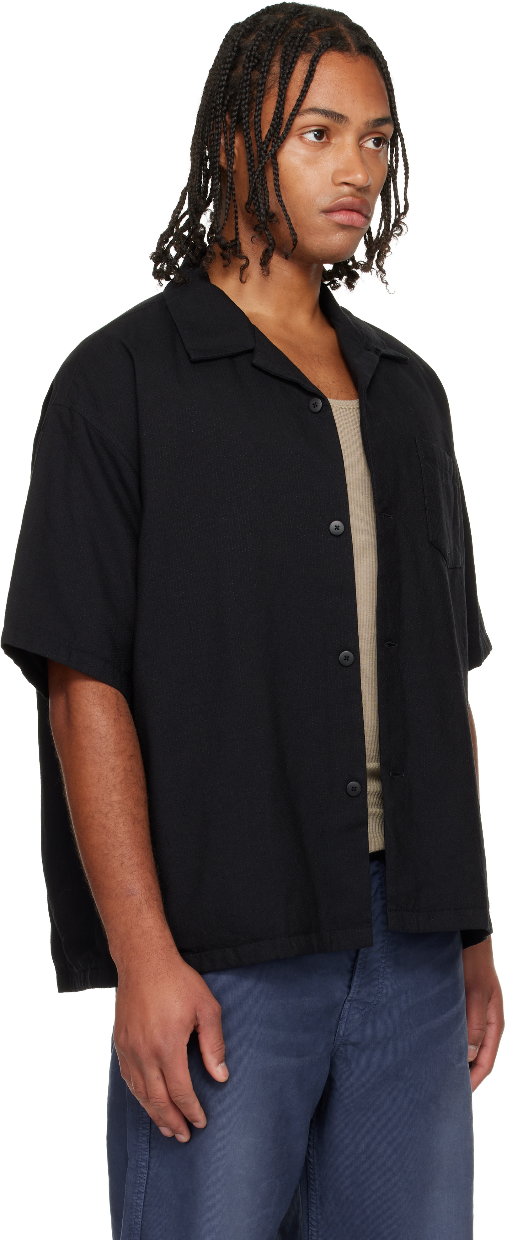 visvim: Black Wallis Short Sleeve Down Shirt | SSENSE