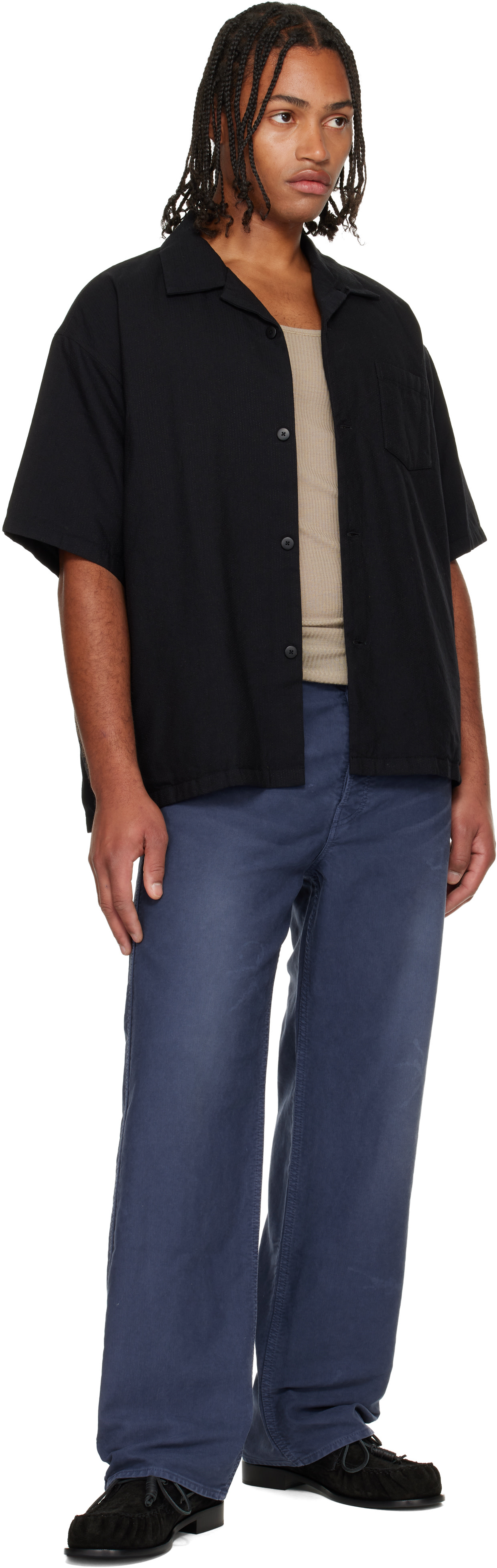 visvim: Black Wallis Short Sleeve Down Shirt | SSENSE