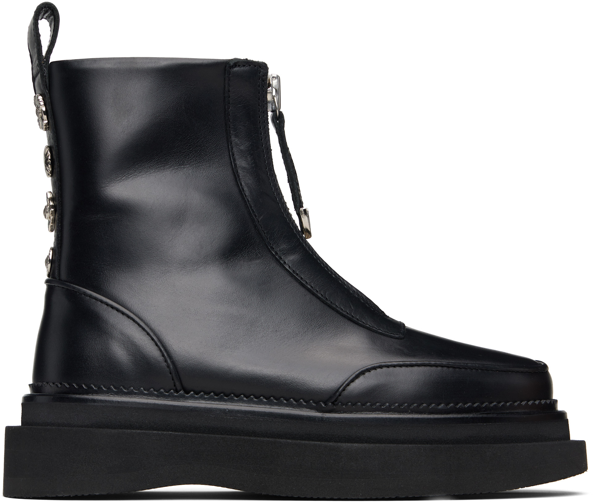 Toga Pulla: Black Hard Leather Boots | SSENSE